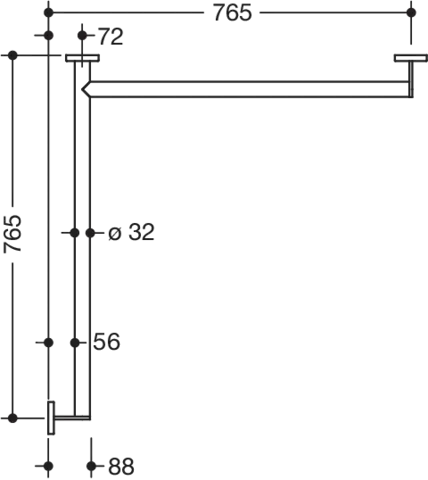 HEWI Haltegriff Ausführung rechts „System 900“ HEWI Haltegriff Ausführung rechts „System 900“