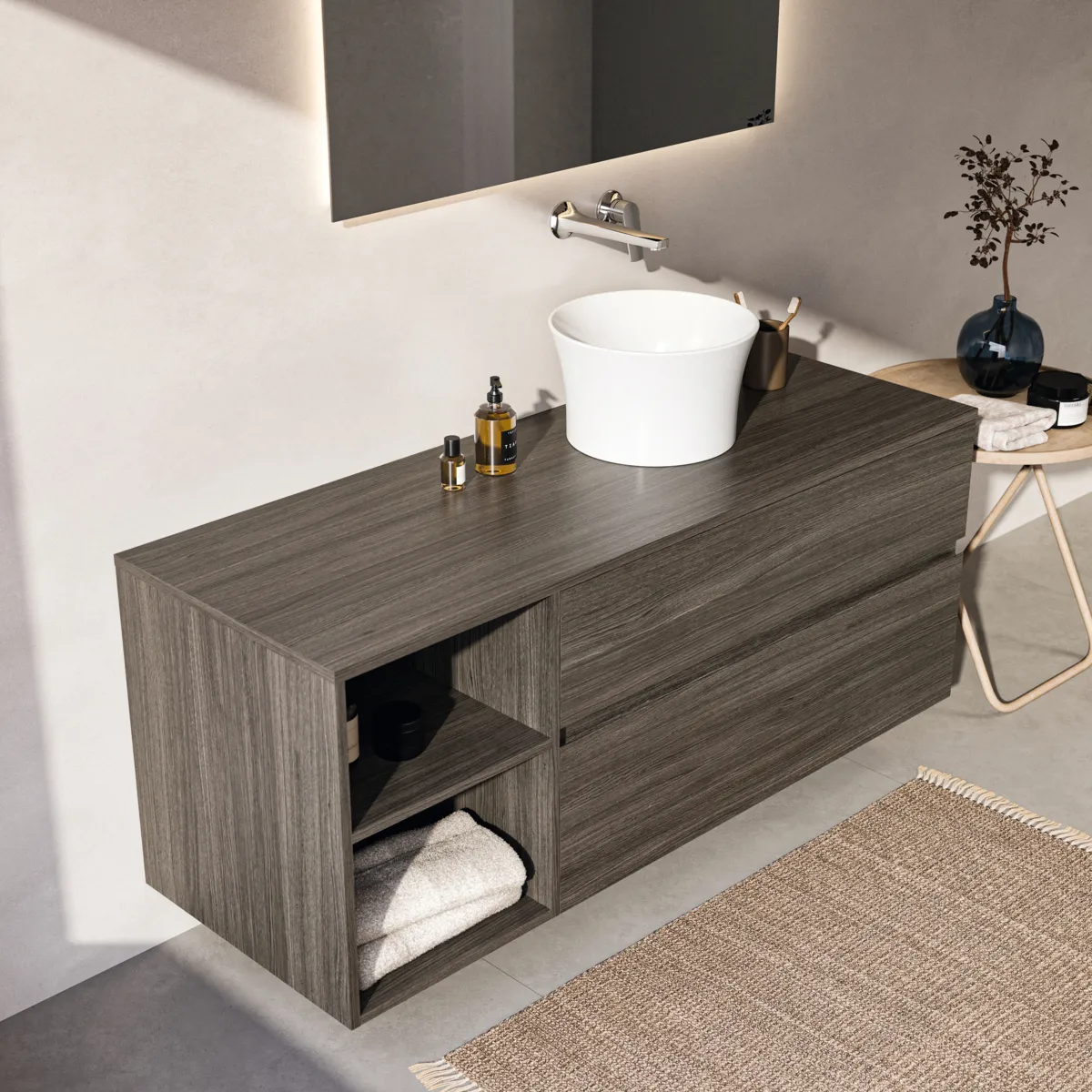 Ideal Standard Waschtischunterschrank „Finesse“ 140,2 × 55,8 × 50,5 cm Ulme dunkel Ideal Standard Waschtischunterschrank „Finesse“ 140,2 × 55,8 × 50,5 cm Ulme dunkel