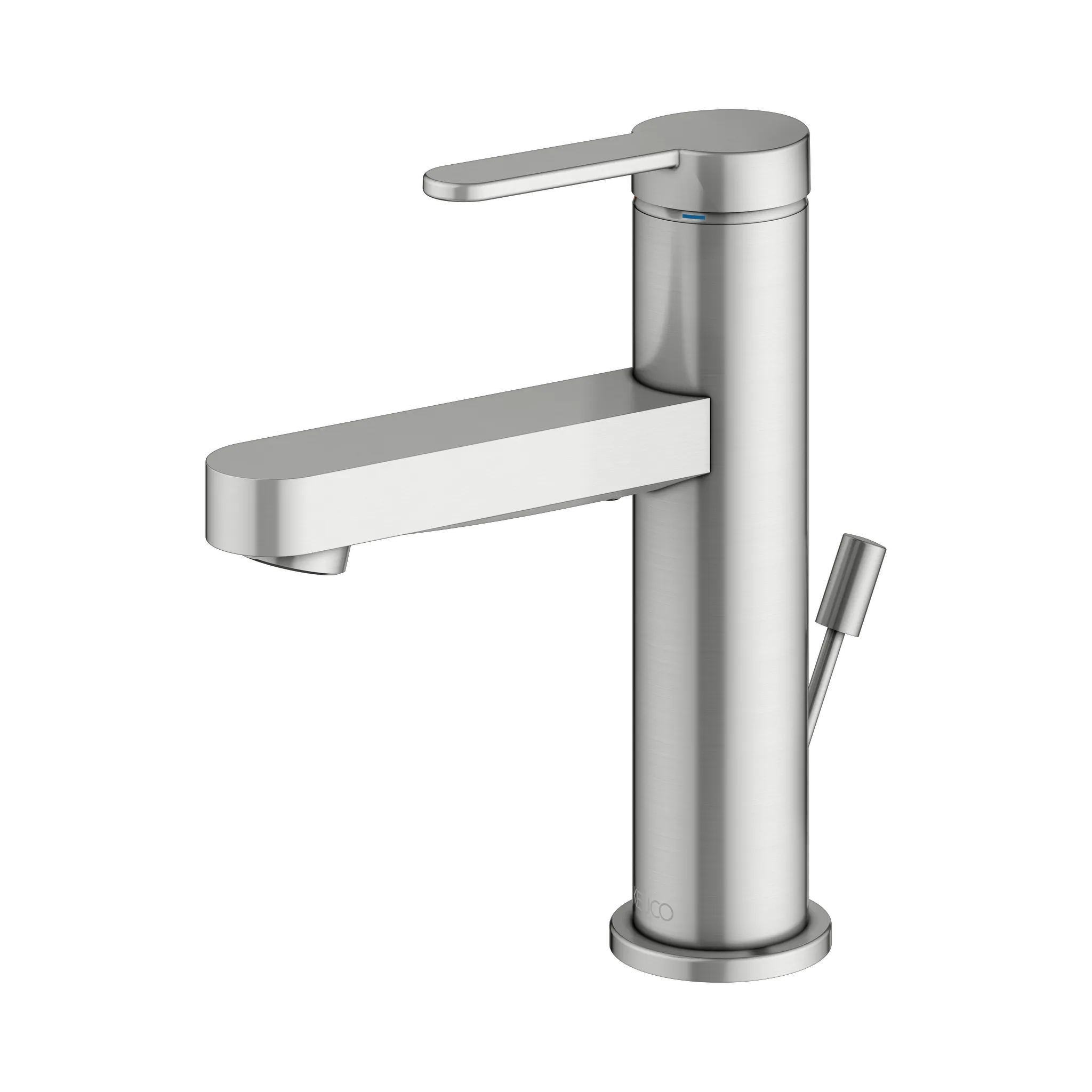 KEUCO IXMO Einhebel-Waschtischmischer 100 IXMO Flat mit Zugstangen-Ablaufgarnitur IXMO Flat, Rosette rund Edelstahl-finish