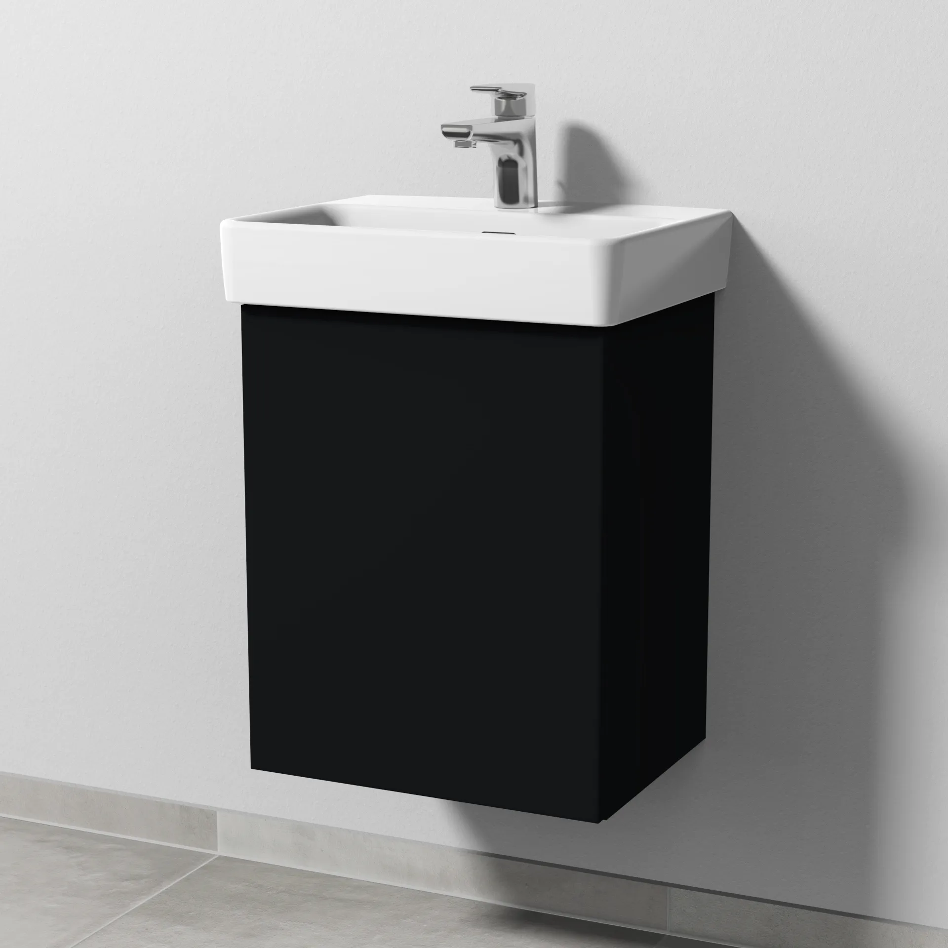 Sanipa Waschtischunterschrank „3way“ passend zu Keramik-Waschtische Pro S von 410 × 520 × 317 mm in Schwarz (matt), Anschlag links