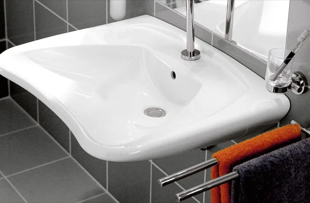 Wandwaschtisch „ViCare“, mit Überlauf, mit Hahnlochbohrung 60 × 49 cm
