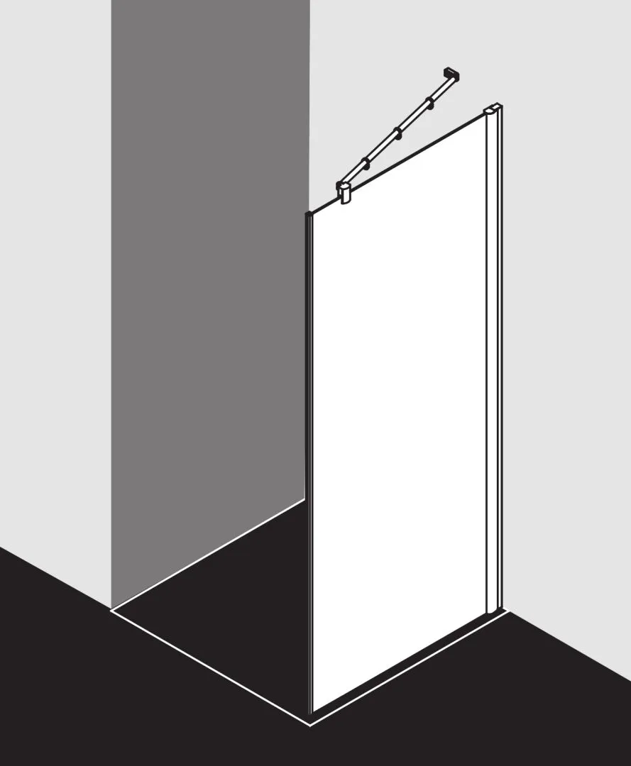 Kermi Seitenwand Seitenwand für Ecke „Diga“ Glas Klar, Profile Silber Hochglanz, BV: 680 - 700 mm GAK: 665 - 685 mm WE: 690 - 710 mm H: 1850 mm
