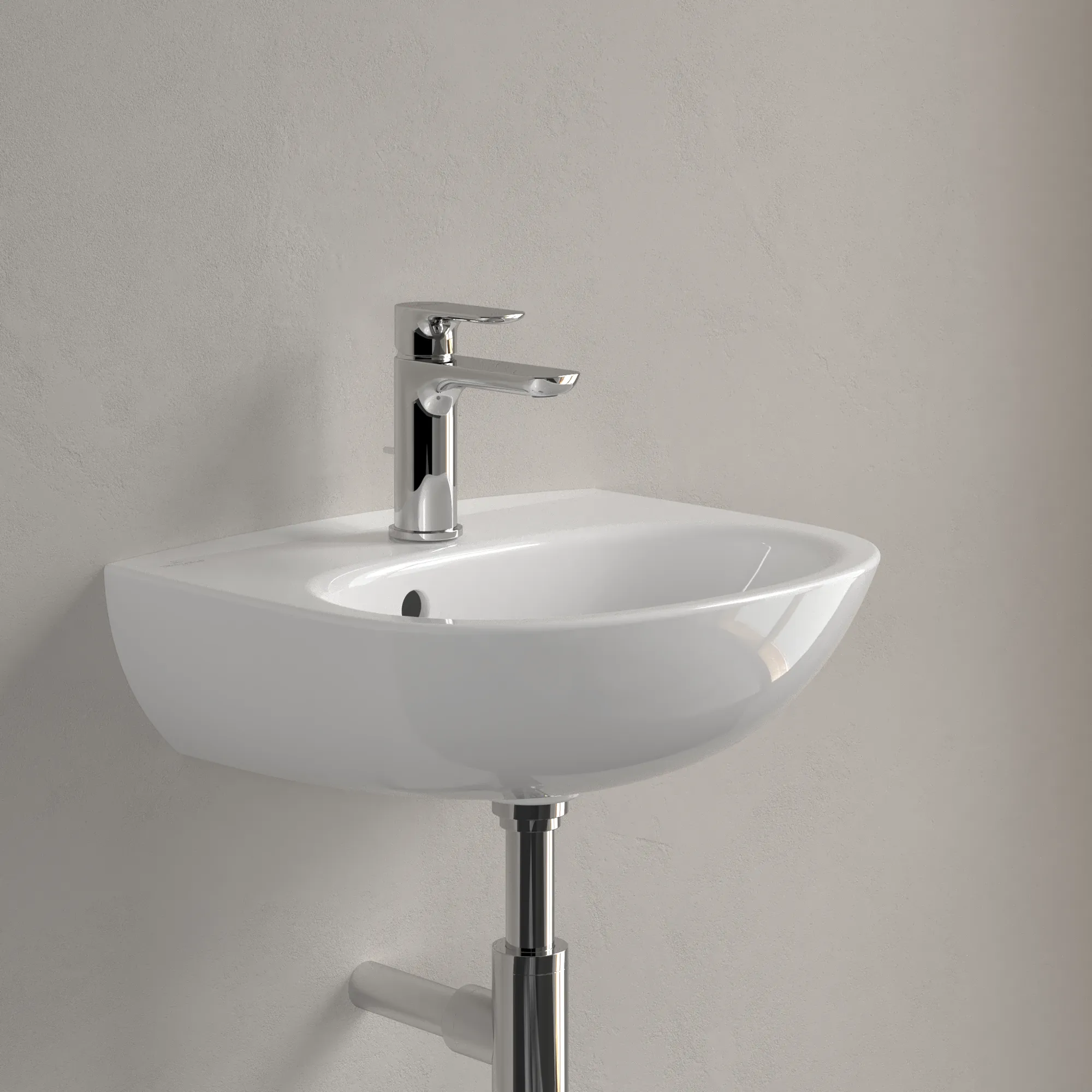 Villeroy & Boch Handwaschbecken „O.novo“ 450 × 360 × 160 mm, für Becken mittig, Hahnlochposition mittig in Weiß Alpin Villeroy & Boch Handwaschbecken „O.novo“ 450 × 360 × 160 mm, für Becken mittig, Hahnlochposition mittig in Weiß Alpin