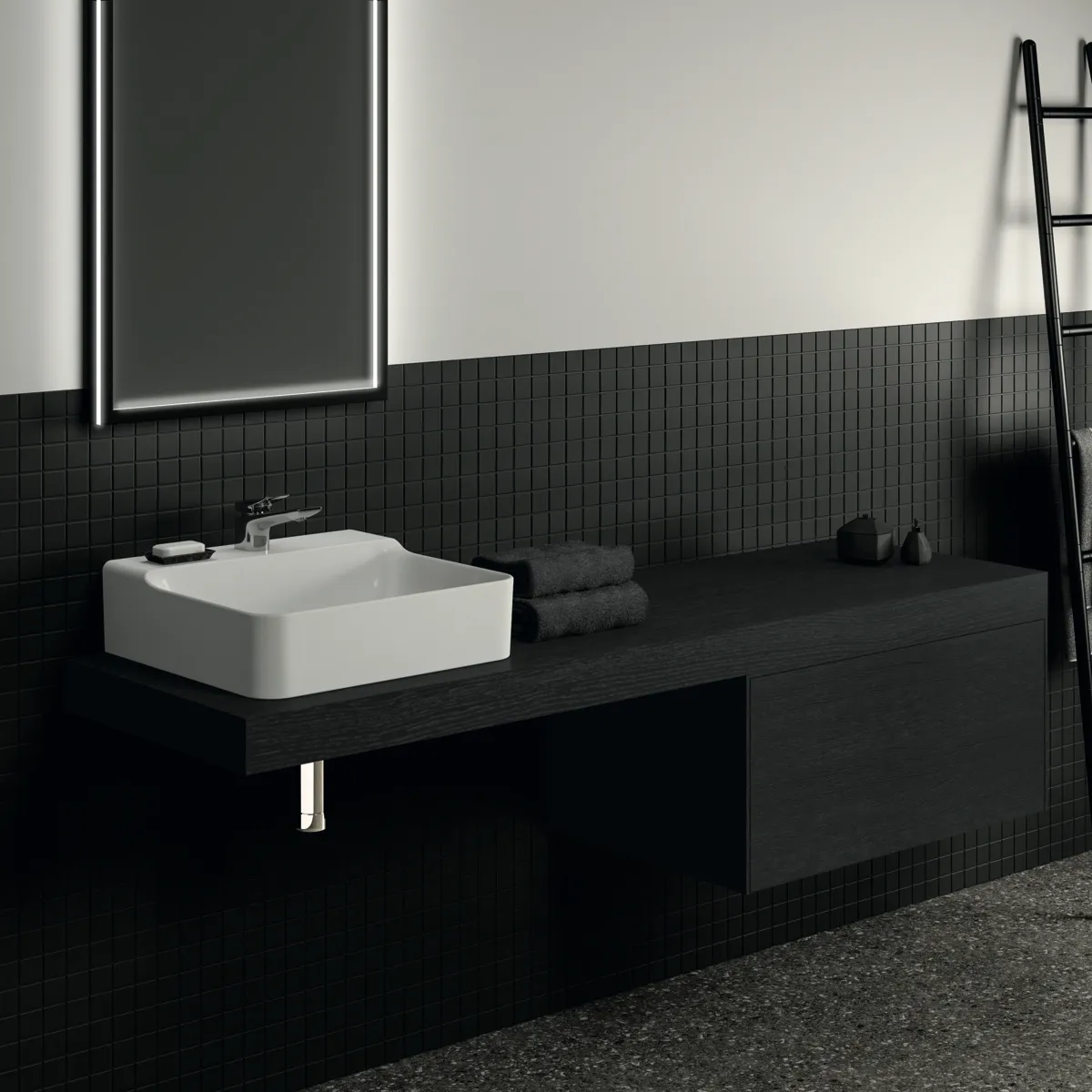 Ideal Standard Konsole Conca, Eiche geflammt, 1800x505x80 mm Ideal Standard Konsole Conca, Eiche geflammt, 1800x505x80 mm