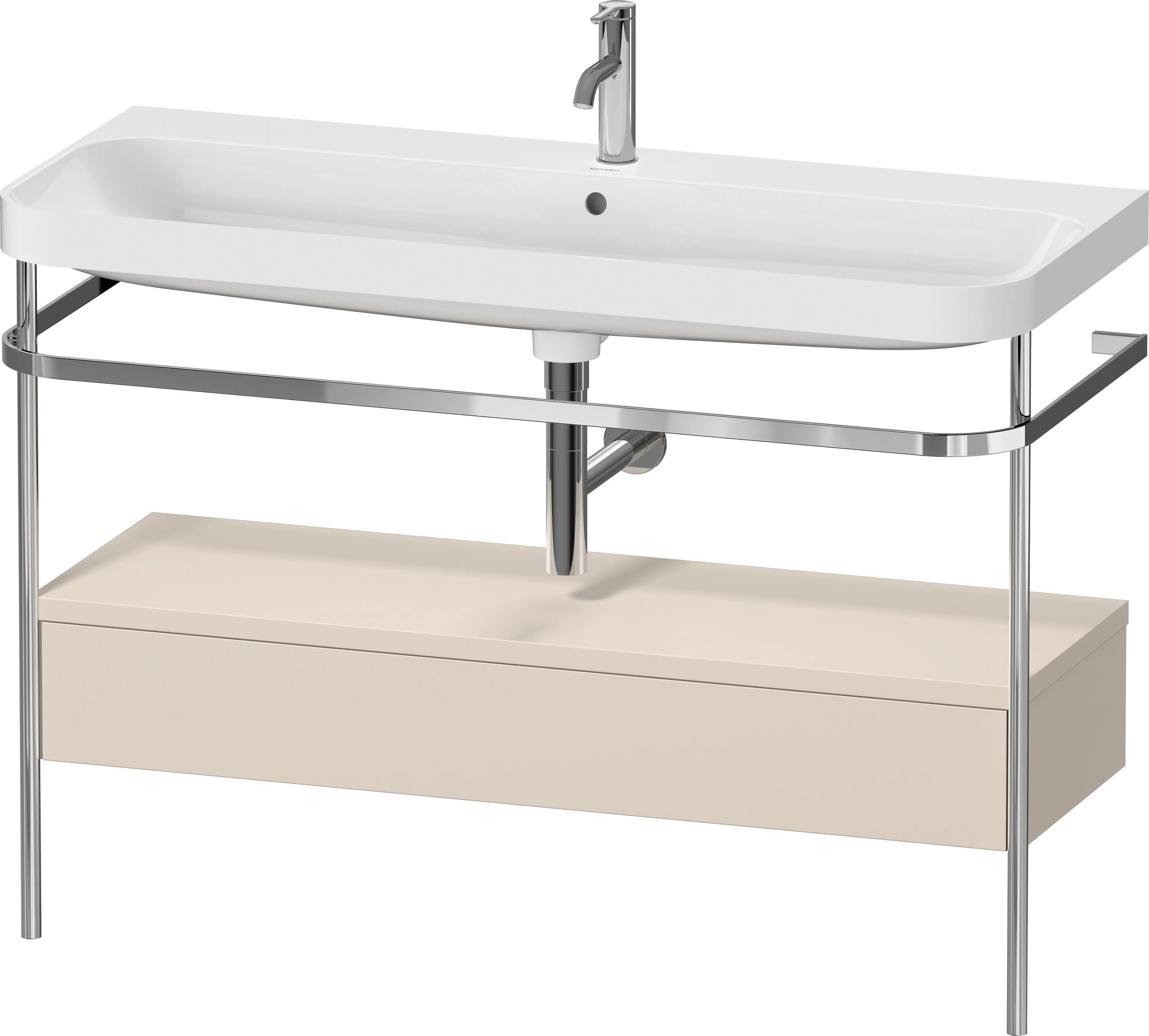 Duravit Waschtischunterschrank c-shaped Set mit Metallkonsole und Schubkasten „Happy D.2 Plus“ 117,5 × 85 × 49 cm Taupe Supermatt