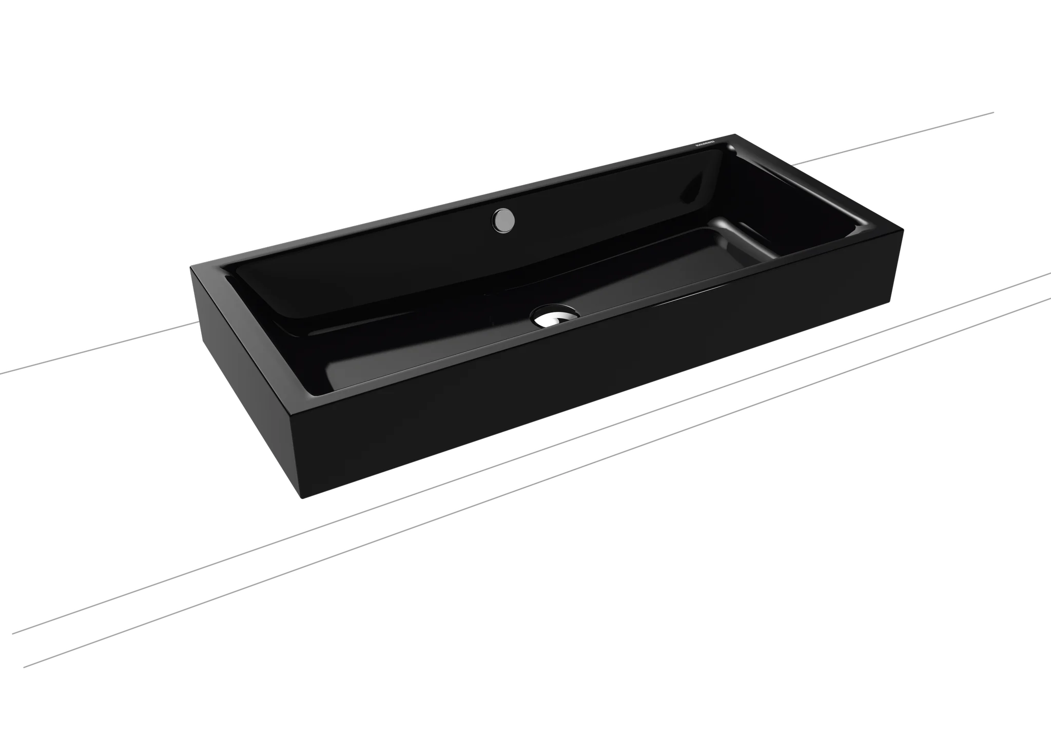 Kaldewei PURO S Aufsatzwaschtisch, schwarz, 900 x 385 mm, Randhöhe 120 mm, mit Überlauf und Perl-Effekt