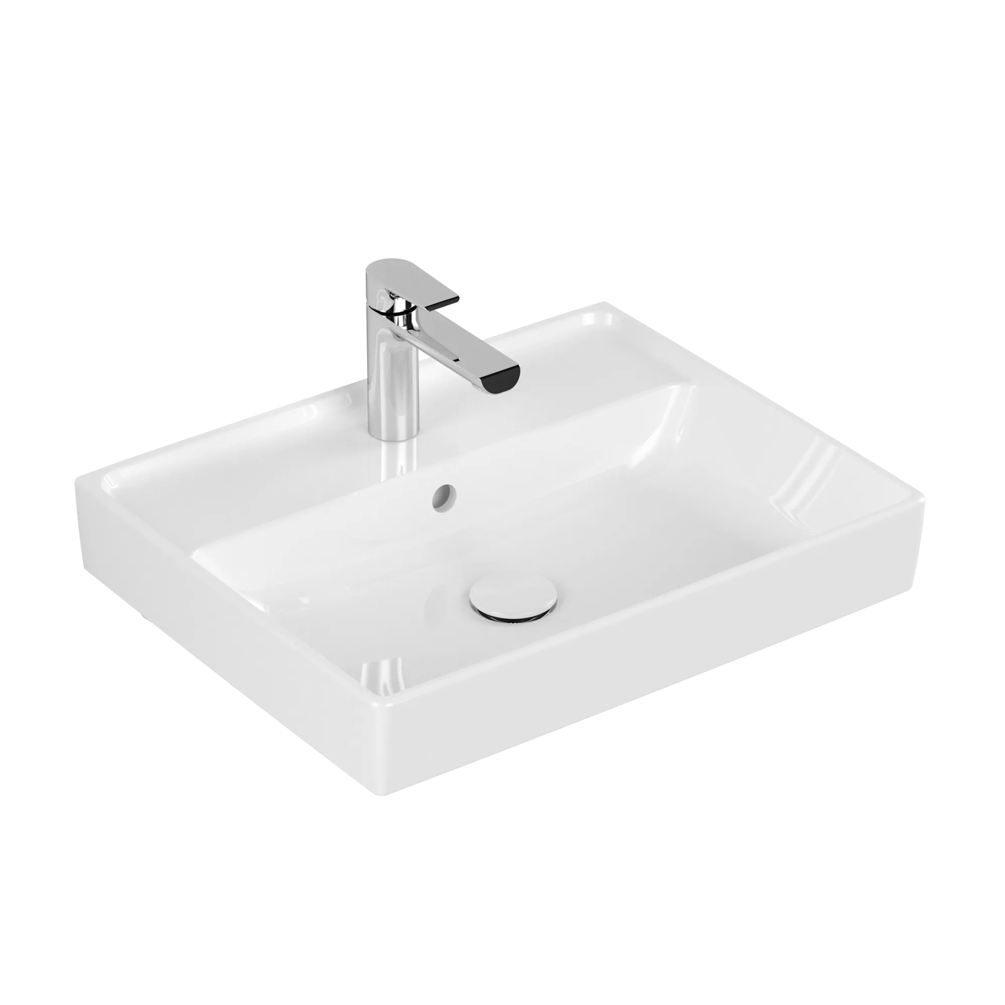 Villeroy & Boch Collaro Wandwaschbecken, 550x440x160mm, weiß Alpin CeramicPlus, Rechteckform mit Überlauf, TitanCeram Material
