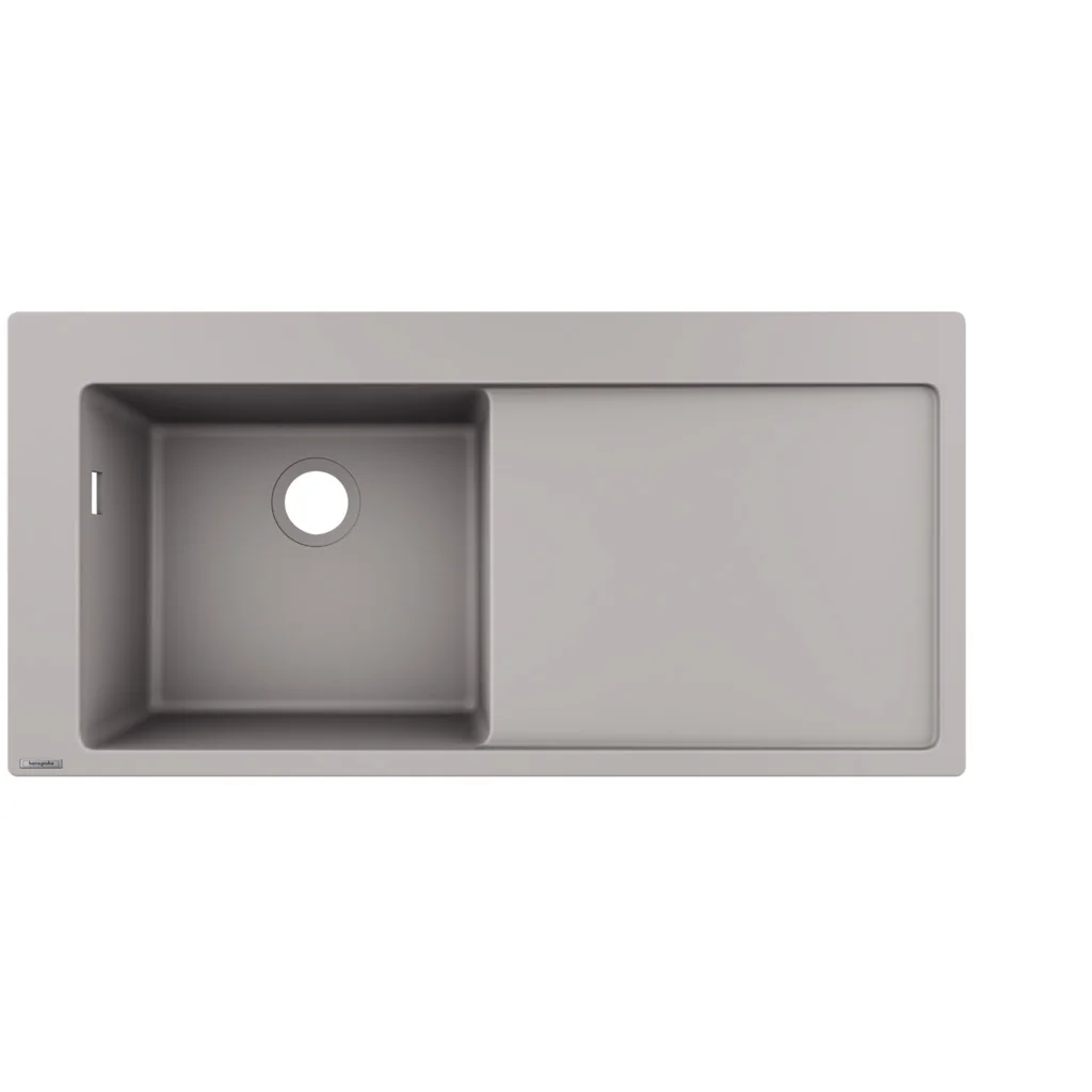 Hansgrohe Einbauspüle S51 Serie, SilicaTec, Betongrau, 1030 x 490 mm, 1 Hauptbecken mit Abtropffläche rechts, Beckentiefe 190 mm