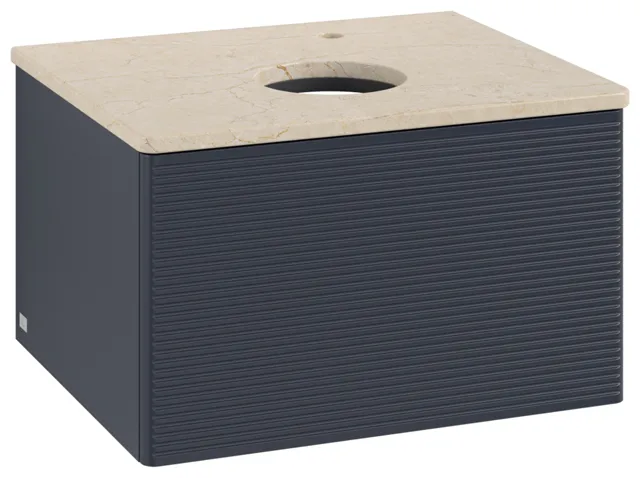 Villeroy & Boch Waschtischunterschrank „Antao“ 600 × 360 × 500 mm Midnight Blue Matt Lacquer, für Becken mittig, mit Beleuchtung Villeroy & Boch Waschtischunterschrank „Antao“ 600 × 360 × 500 mm Midnight Blue Matt Lacquer, für Becken mittig, mit Beleuchtung