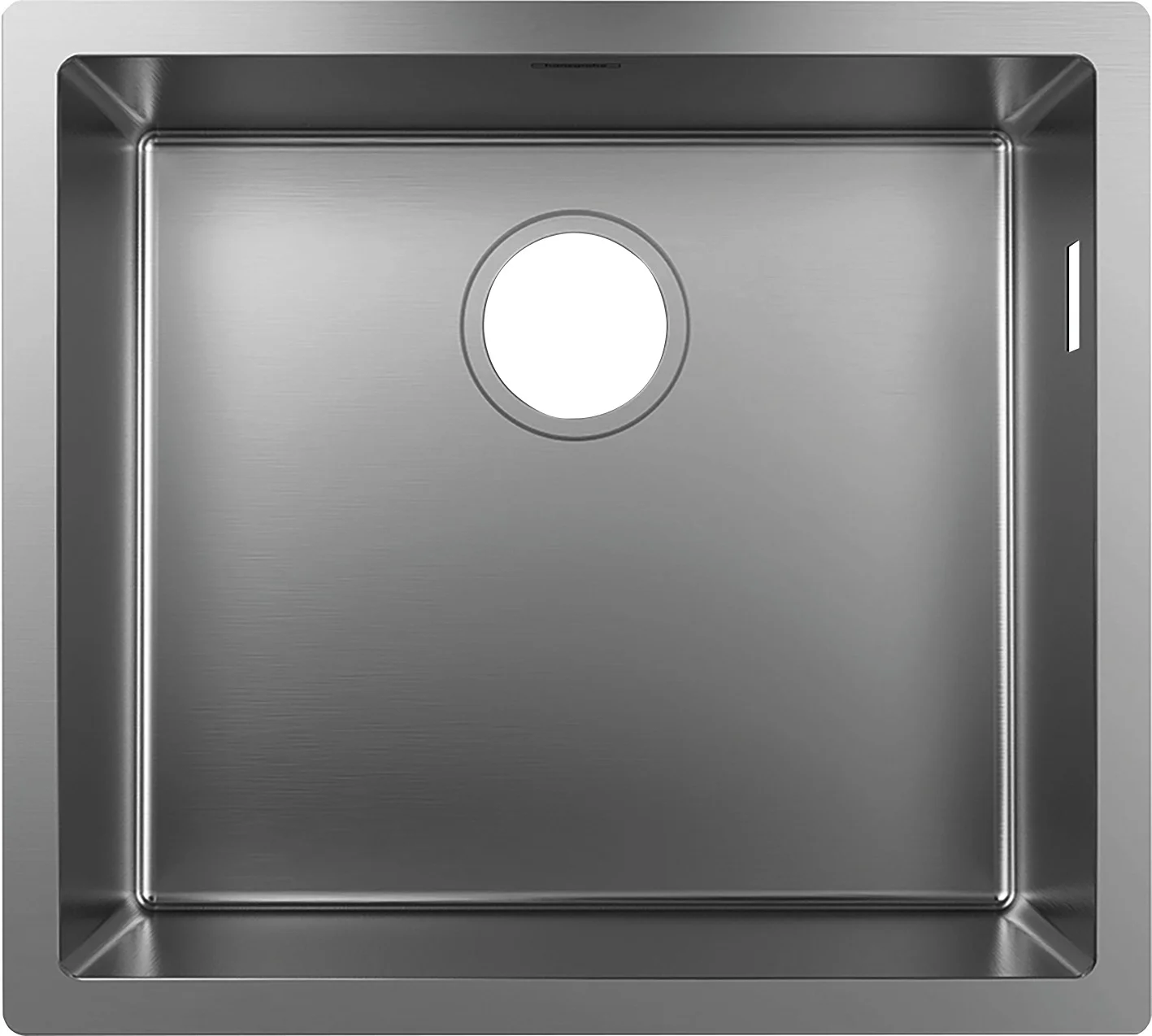 Hansgrohe S71 Unterbauspüle 500 mm Edelstahl, flach aufliegend oder flächenbündig, 498 x 398 mm, Beckentiefe 185 mm