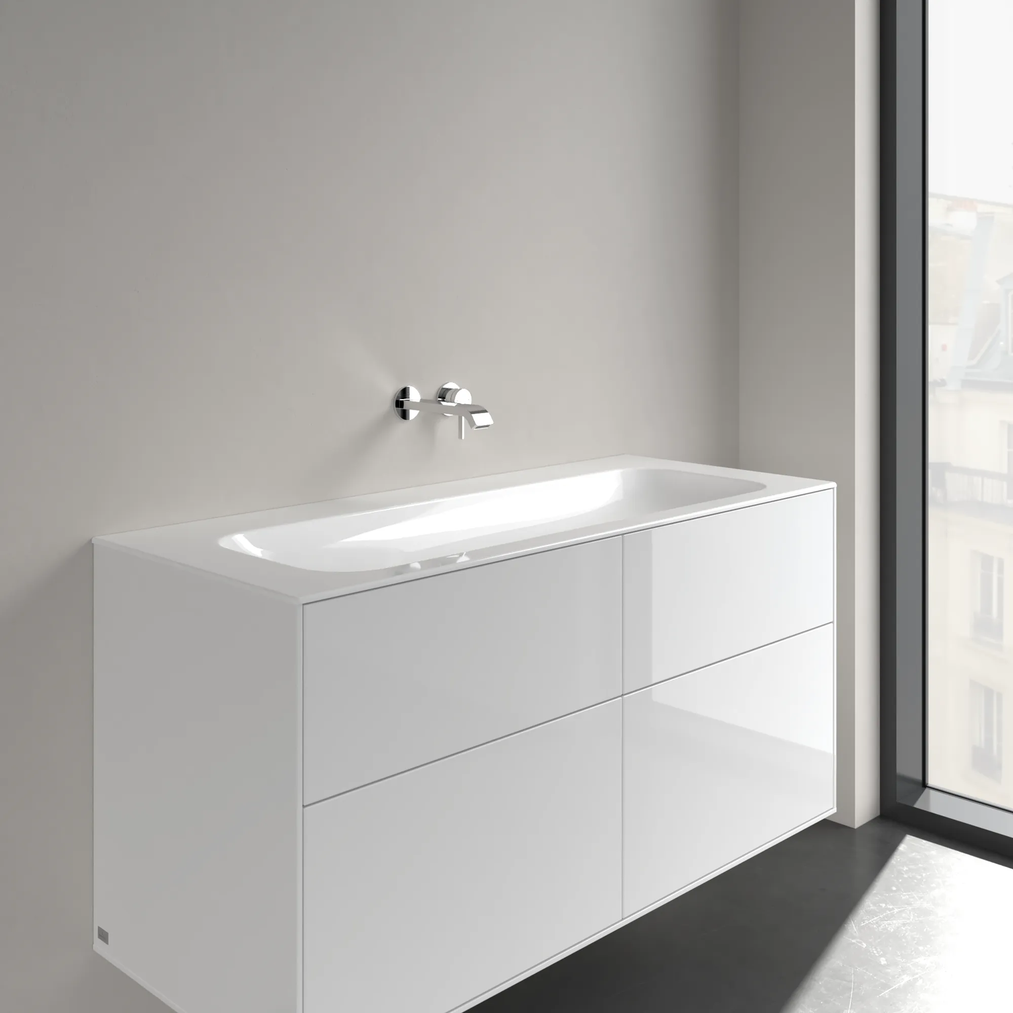 Villeroy & Boch Schrankwaschtisch aus TitanCeram „Finion“ 1200 × 500 × 160 mm, ohne Hahnlochbohrung in Weiß Alpin, mit CeramicPlus Villeroy & Boch Schrankwaschtisch aus TitanCeram „Finion“ 1200 × 500 × 160 mm, ohne Hahnlochbohrung in Weiß Alpin, mit CeramicPlus