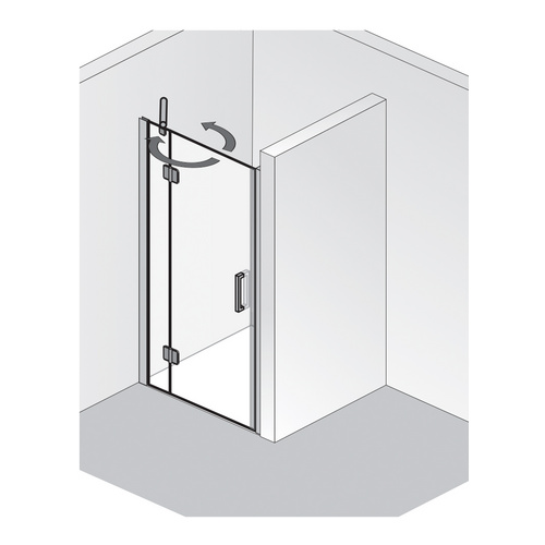 HSK Drehtür, pendelbar an Nebenteil „Aperto Pro“ Drehtür mit Festfeld für Nische 75 × 200 cm Glas Linea 02, Profile Chromoptik (Alu Hochglanz poliert) HSK Drehtür, pendelbar an Nebenteil „Aperto Pro“ Drehtür mit Festfeld für Nische 75 × 200 cm Glas Linea 02, Profile Chromoptik (Alu Hochglanz poliert)