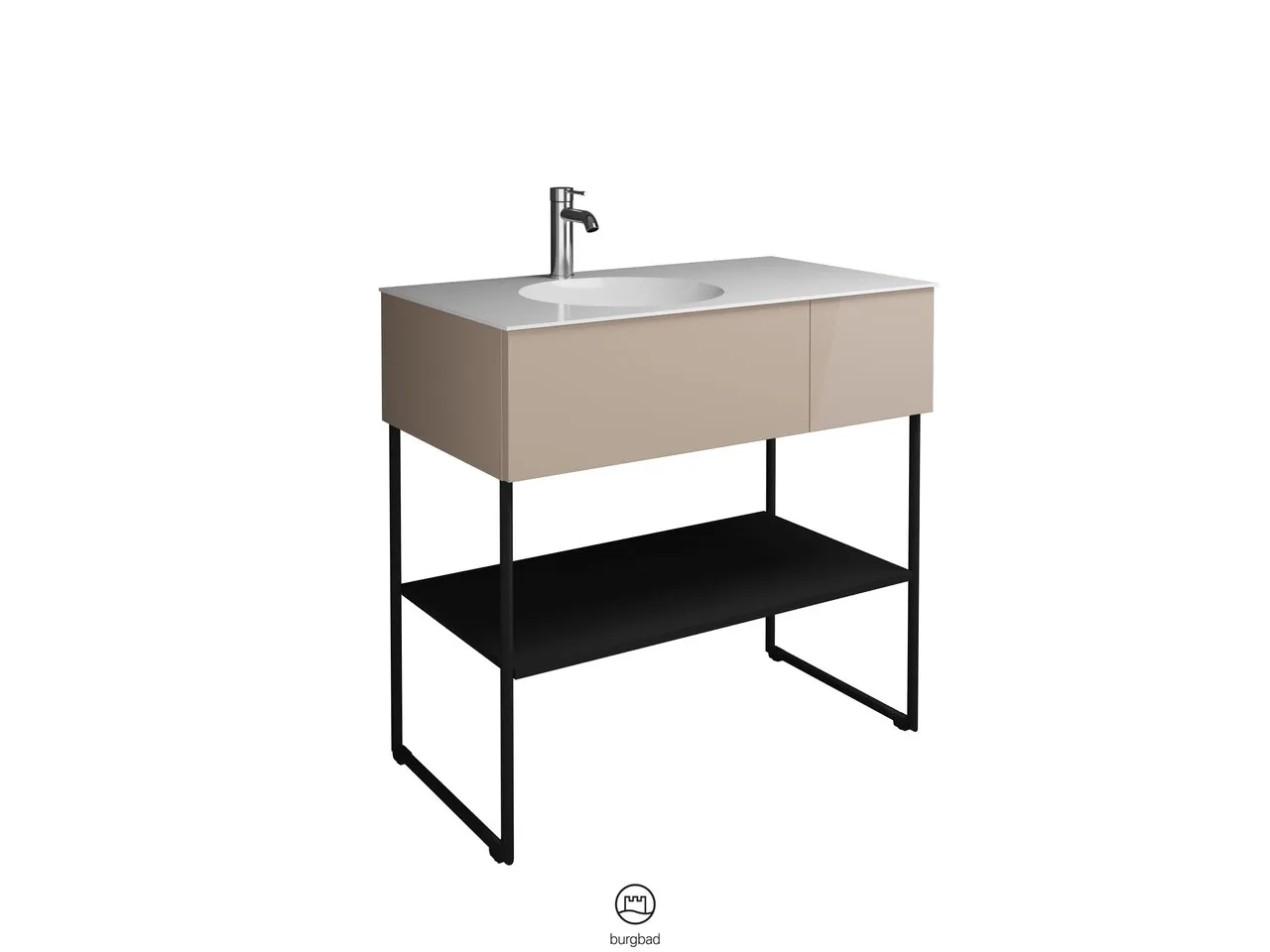 burgbad Coco Waschtisch Set, Mineralguss, Schwarz Seidenglanz burgbad Coco Waschtisch Set, Mineralguss, Schwarz Seidenglanz