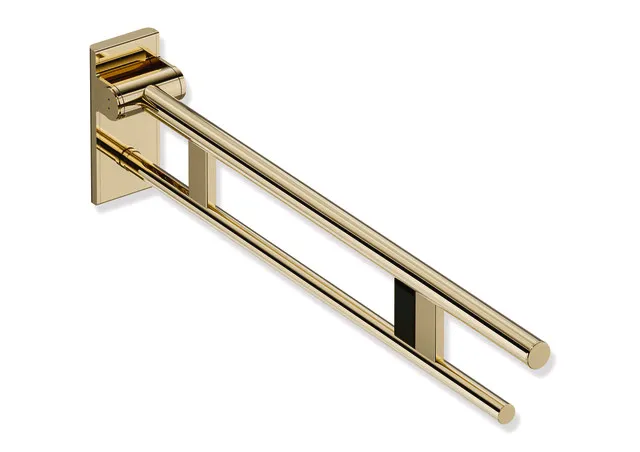 Mobiler Stützklappgriff Duo, Design A des Systems 900, Edelstahl, PVD, Ausladung 850 mm, mit Funk-Spülauslösung, Ausführung rechts, in Farbe CK (Messing glänzend)