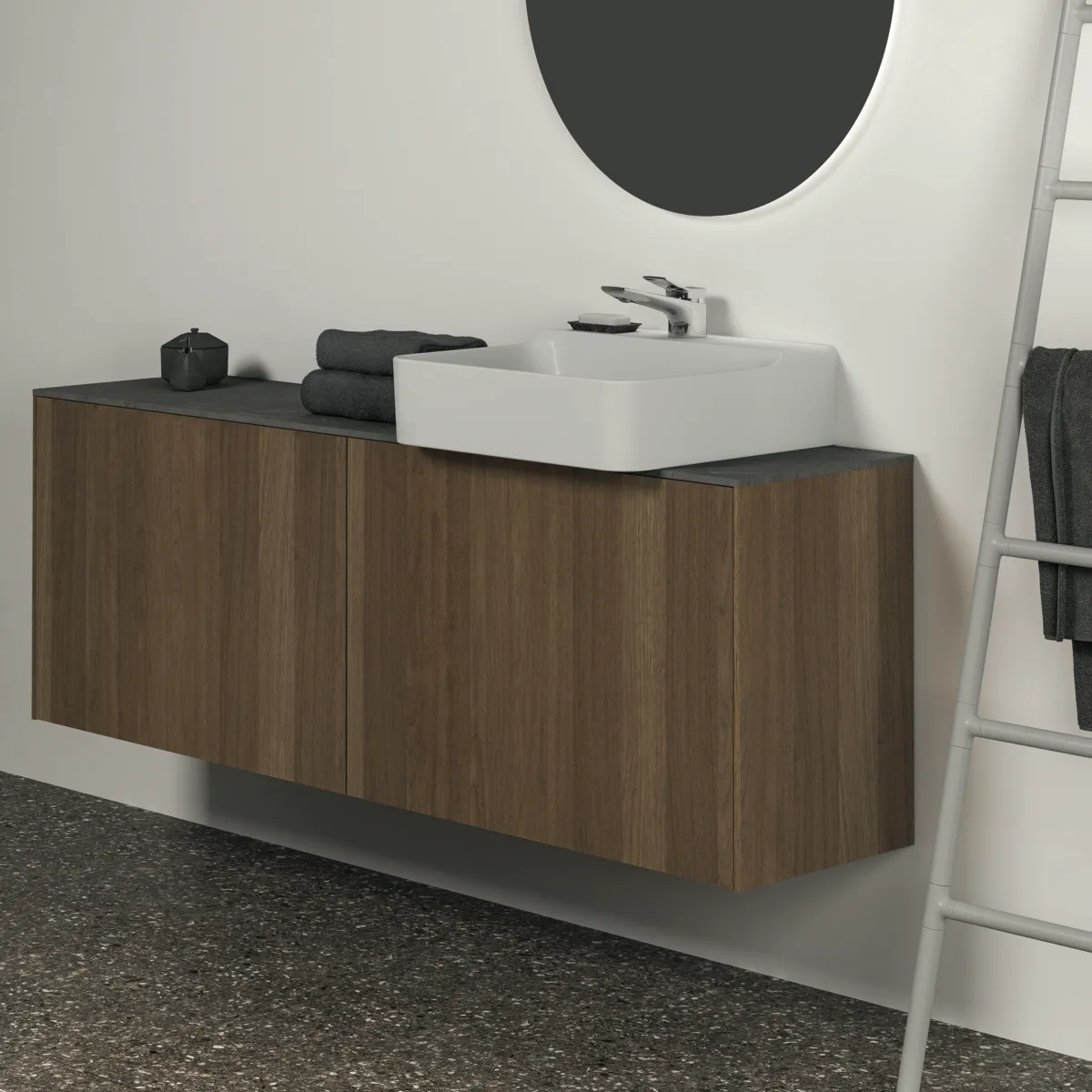 Waschtischplatte Conca, aus Keramik, 1587x373x6mm, Marmor Noir Desir Waschtischplatte Conca, aus Keramik, 1587x373x6mm, Marmor Noir Desir