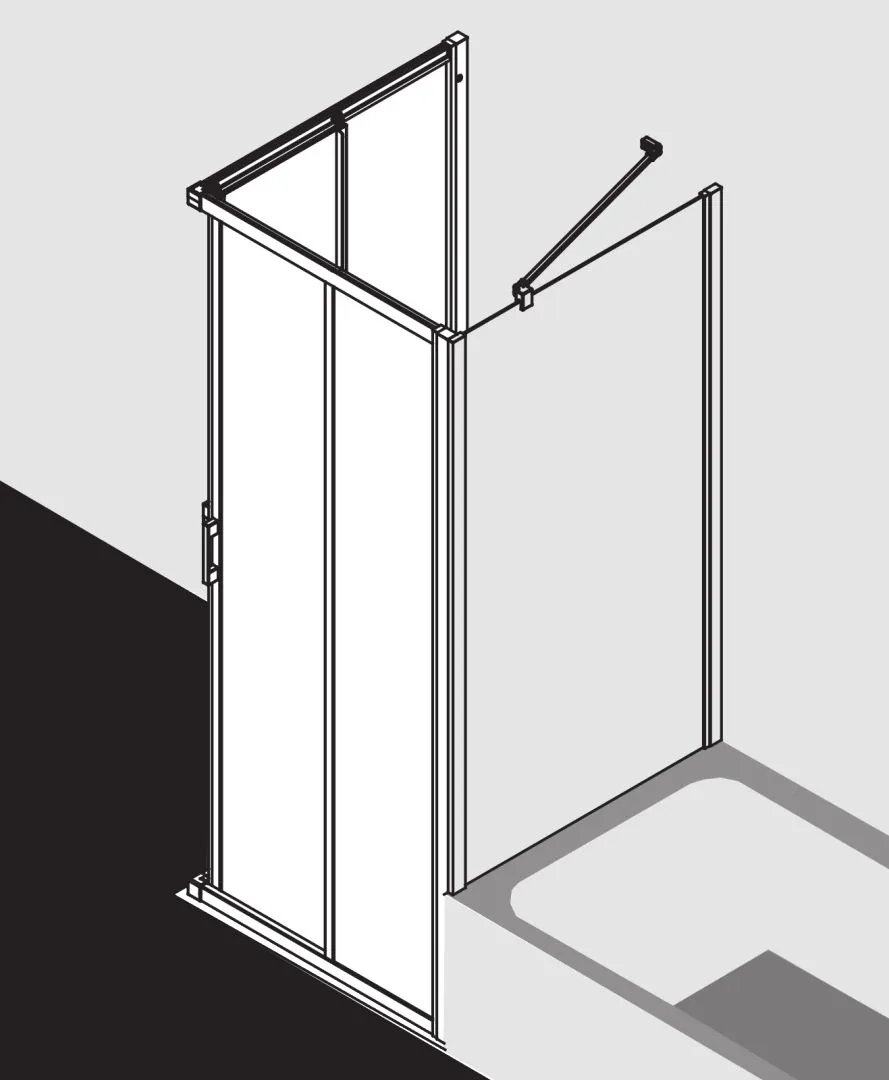 Kermi Duschtür Eckeinstieg 2-teilig (Gleittüren) Halbteil links „LIGA“ 185 cm Glas Klar, Profile Silber Hochglanz, Schiebetür zweiteilig