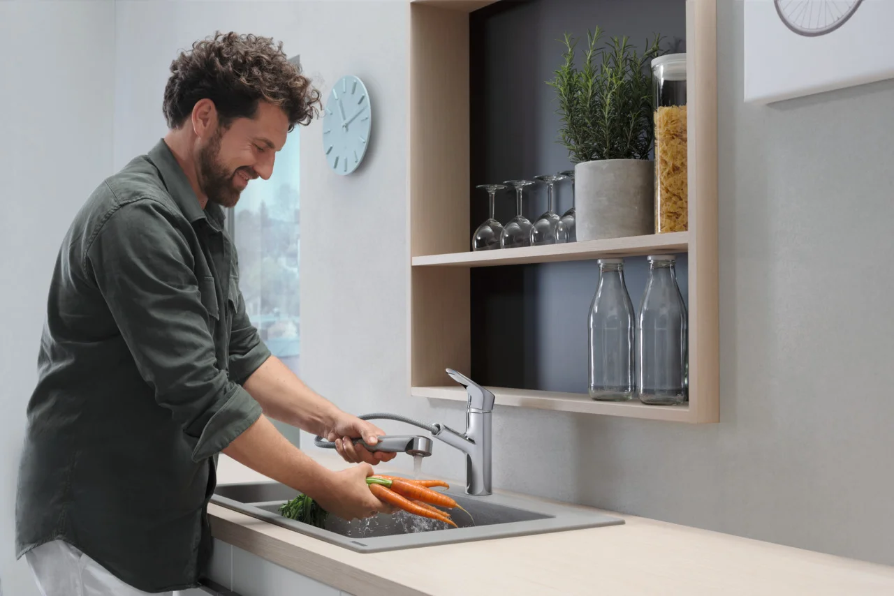 Hansgrohe Einbauspüle S51 Serie, Betongrau, 750 x 490 mm Ausschnitt, Aufbau, 80 cm Unterschrank, 1 Hauptbecken + 1 Zusatzbecken Hansgrohe Einbauspüle S51 Serie, Betongrau, 750 x 490 mm Ausschnitt, Aufbau, 80 cm Unterschrank, 1 Hauptbecken + 1 Zusatzbecken