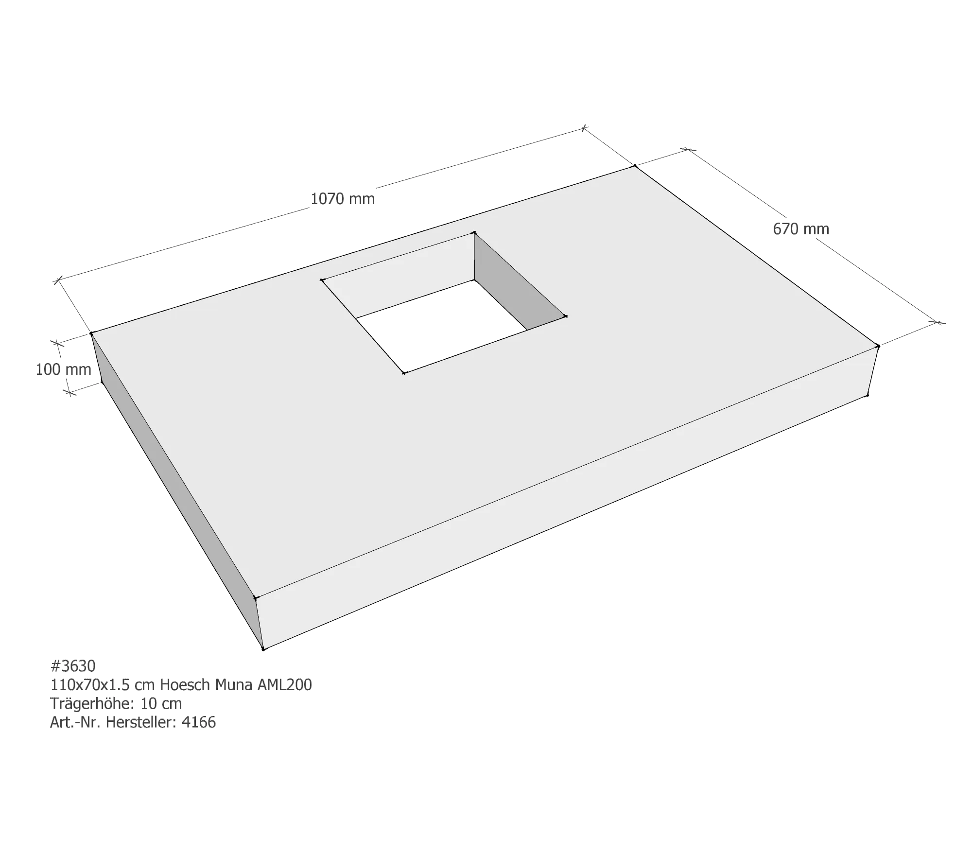 Duschwannenträger passend für Hoesch Muna 110 × 70 × 1,5 cm