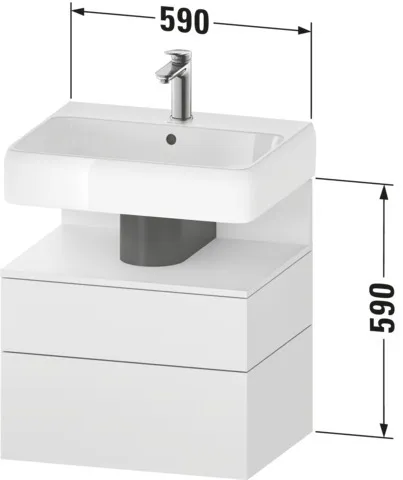 Duravit Waschtischunterschrank wandhängend „Qatego“ 59 × 59 × 47 cm in, mit Beleuchtung