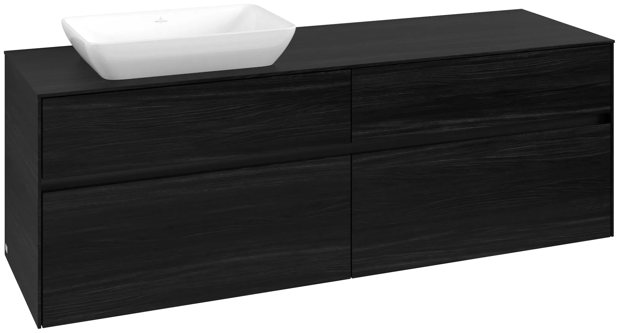 Villeroy & Boch Waschtischunterschrank „Collaro“ 1600 × 548 × 500 mm Black Oak, ohne Beleuchtung, für Becken links