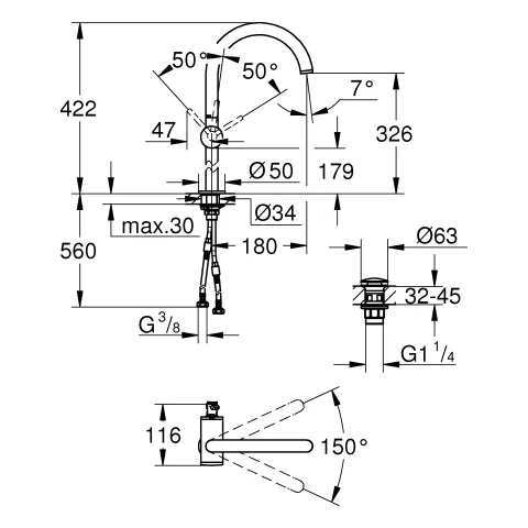 Einhand-Waschtischbatterie Atrio 24365, XL-Size, Einlochmontage, für freistehende Waschschüsseln, Push-open Ablaufgarnitur 1 1/4'', chrom Einhand-Waschtischbatterie Atrio 24365, XL-Size, Einlochmontage, für freistehende Waschschüsseln, Push-open Ablaufgarnitur 1 1/4'', chrom