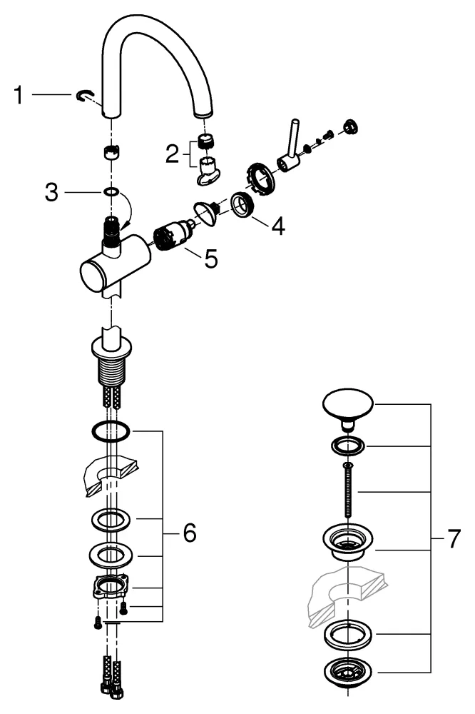 Grohe Atrio Einhand-Waschtischbatterie L-Size, Einlochmontage, schwenkbarer Bogenauslauf, chrom Grohe Atrio Einhand-Waschtischbatterie L-Size, Einlochmontage, schwenkbarer Bogenauslauf, chrom