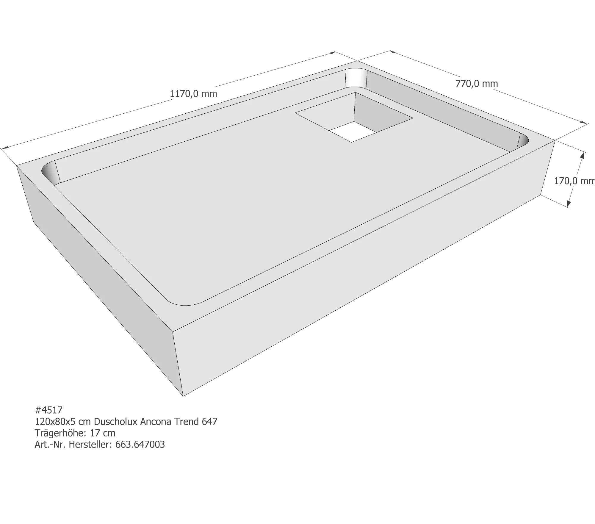 Duschwannenträger für Duscholux Ancona Trend 647 120 × 80 × 5 cm