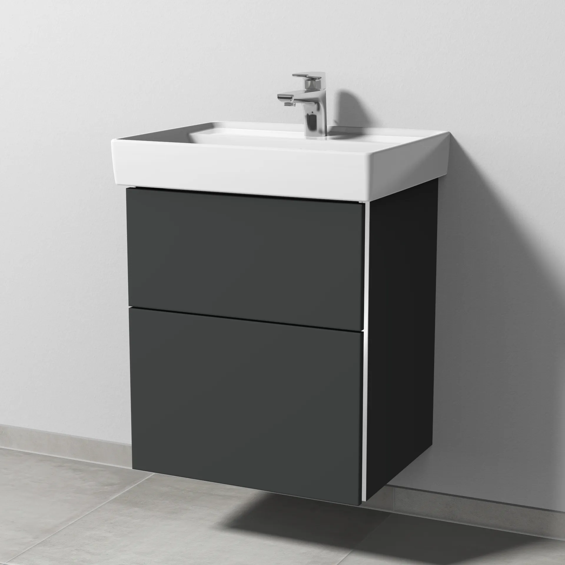 Sanipa Waschtischunterschrank „3way“ passend zu Keramik-Waschtische Collaro von Villeroy &Boch 500 × 588 × 417 mm in Graphit (matt)