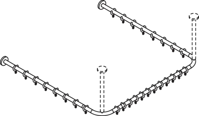 Vorhangstange des Systems 900, Edelstahl, PVD, Achsmaß 987 x 975 x 987 mm, kürzbar, D: 25 mm, mit 28 Vorhangringen aus POM, in Farbe CK (messing glänzend) Vorhangstange des Systems 900, Edelstahl, PVD, Achsmaß 987 x 975 x 987 mm, kürzbar, D: 25 mm, mit 28 Vorhangringen aus POM, in Farbe CK (messing glänzend)