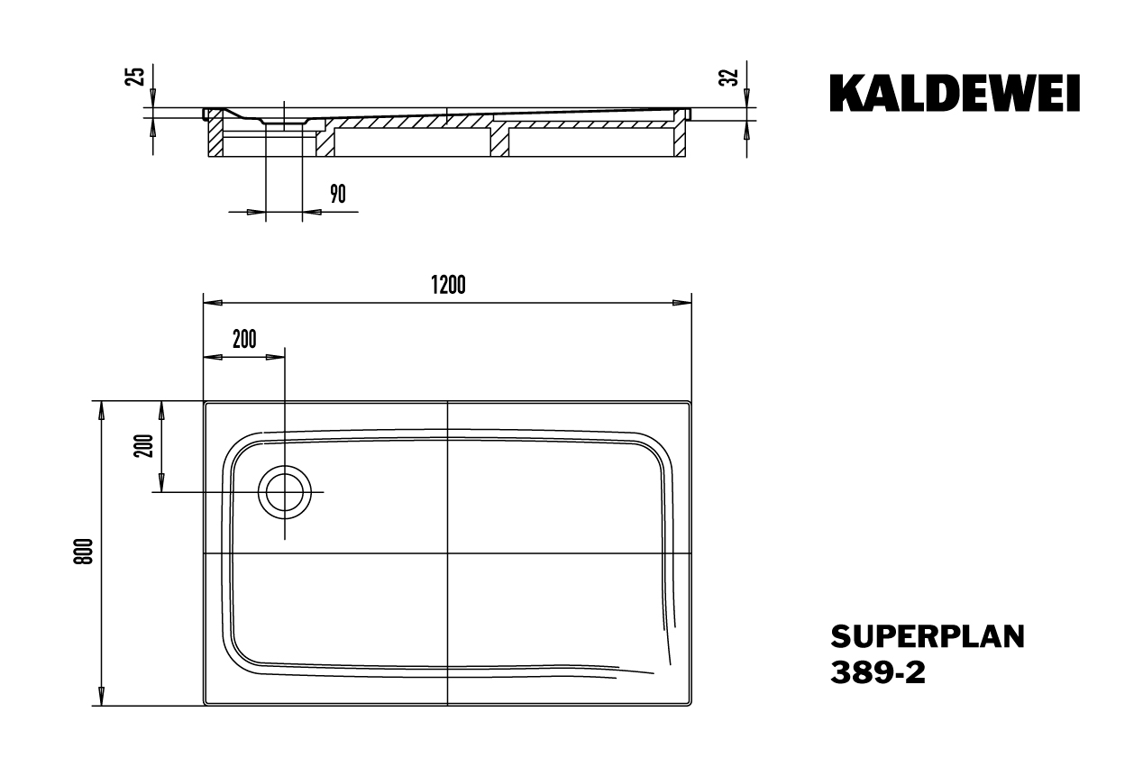 Kaldewei rechteck Duschwanne „Superplan Classic“ 120 × 80 cm