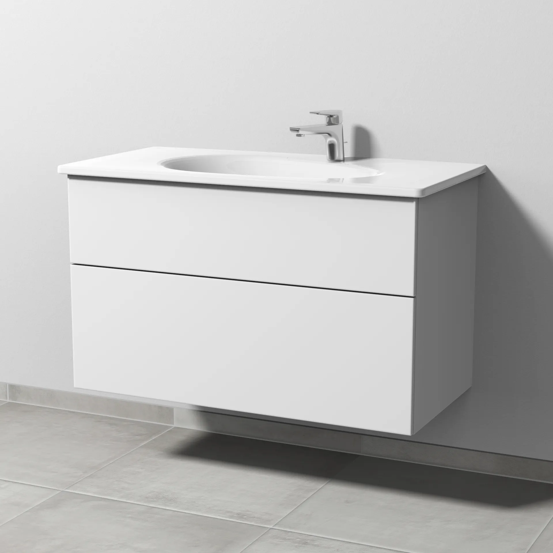 Sanipa Waschtischunterschrank „3way“ passend zu Keramik-Waschtische Antao von Villeroy & Boch 955 × 588 × 482 mm in Weiß-Soft