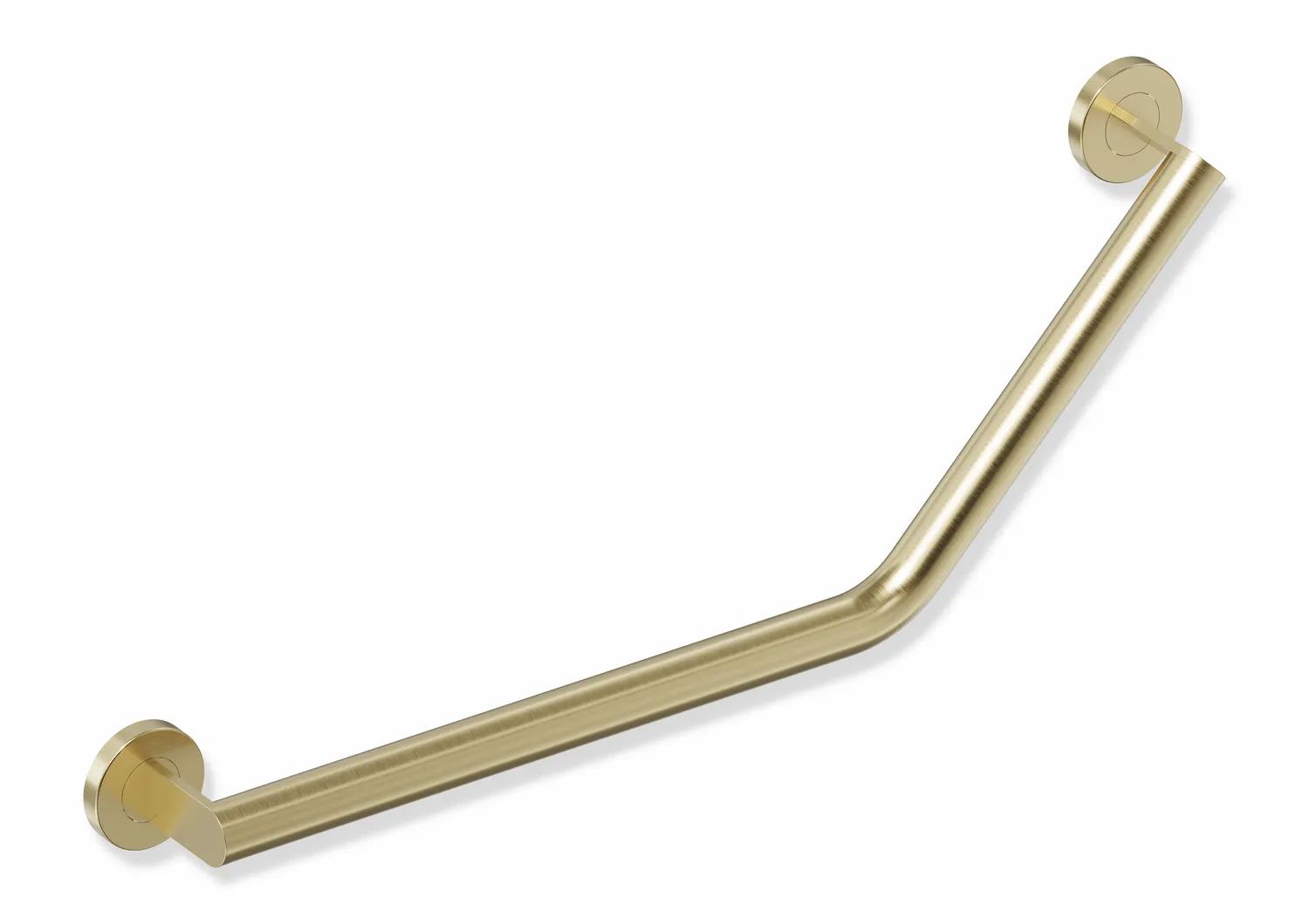 Winkelgriff des Systems 900, Edelstahl, PVD, Achsmaße 620 mm und 283 mm, Winkel 135°, D: 32 mm, Ausführung links, in Farbe CK (messing glänzend)