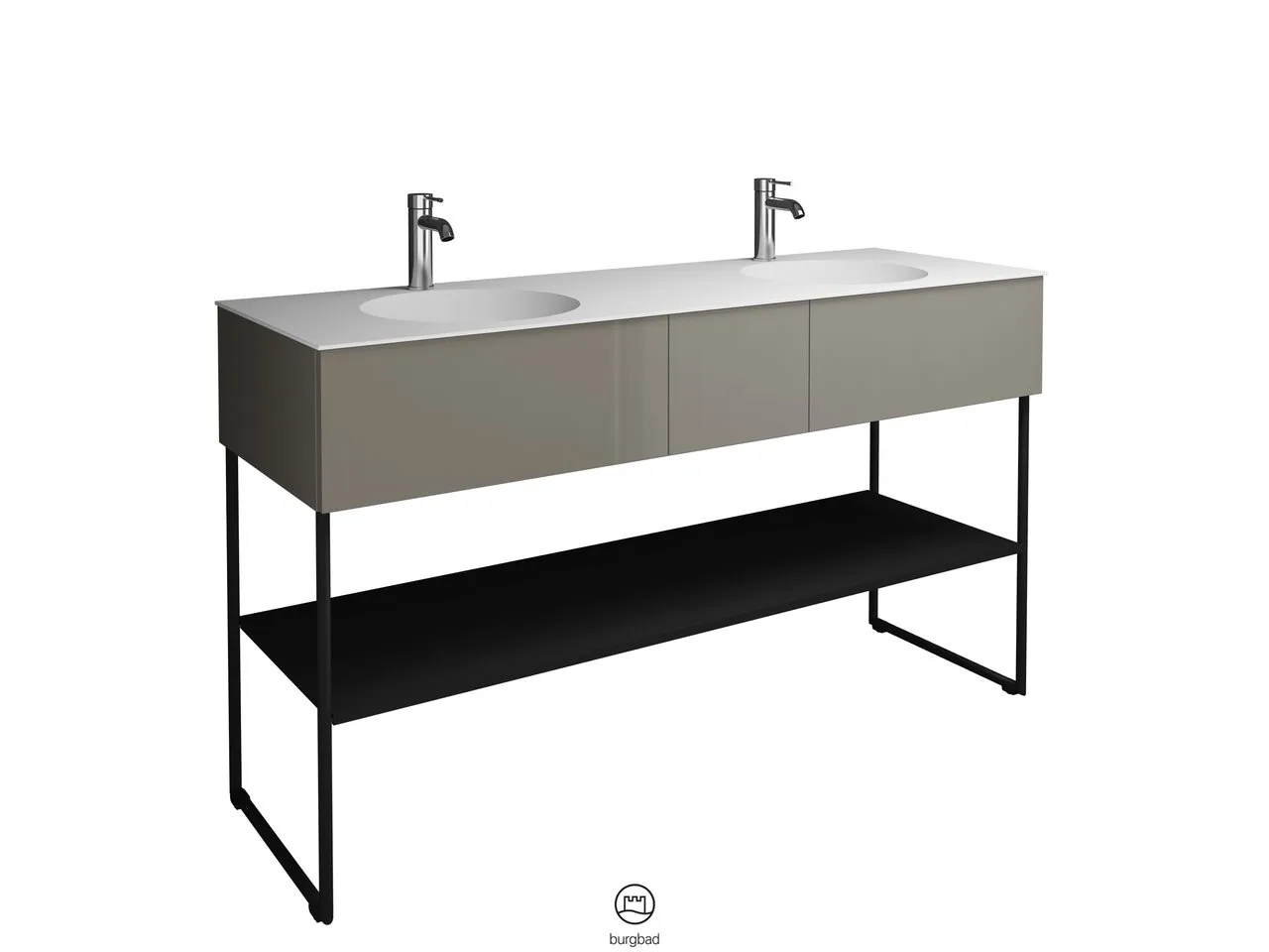 burgbad Coco HGL Mineralguss-Waschtisch inkl. Waschtischunterschrank, 505x1506x870mm