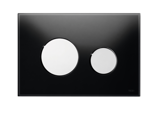 TECEloop WC-BetätigungsplatteGlas schwarz, Tasten Chrom glänzend Zweimengentechnik