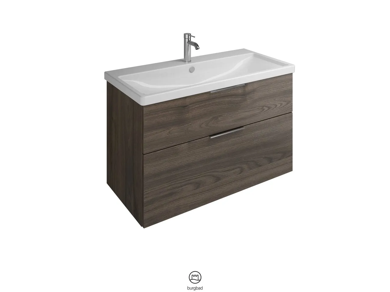 burgbad Badmöbelset Keramik-Waschtisch inkl. Waschtischunterschrank „Eqio“ 103 × 64,5 × 49 cm Griffleiste, Chrom, in Eiche Dekor Cashmere burgbad Badmöbelset Keramik-Waschtisch inkl. Waschtischunterschrank „Eqio“ 103 × 64,5 × 49 cm Griffleiste, Chrom, in Eiche Dekor Cashmere