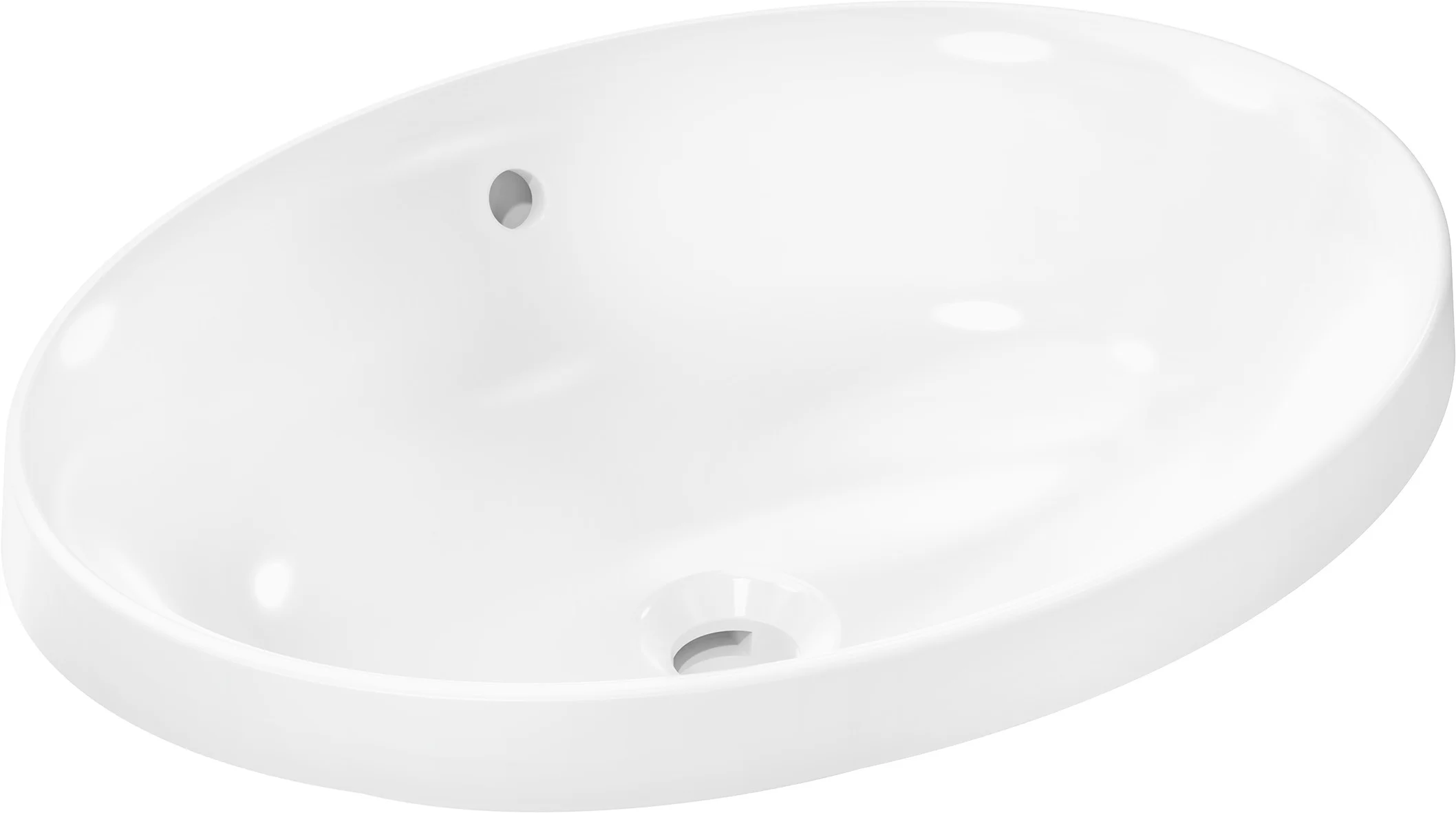 Hansgrohe Einbauwaschtisch Xuniva D, weiß, 550x400 mm, glänzend, ohne Hahnloch mit Überlauf
