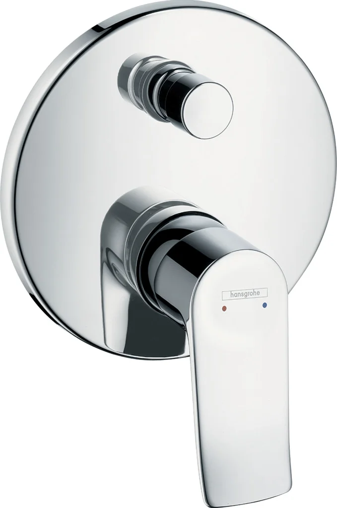 Hansgrohe Wannenmischer Unterputz Metris Fertigset chrom - 2 Verbraucher, Keramikmischsystem, einstellbare Temperaturbegrenzung, automatische Rückstellung, Schalldämpfer, Wandmontage