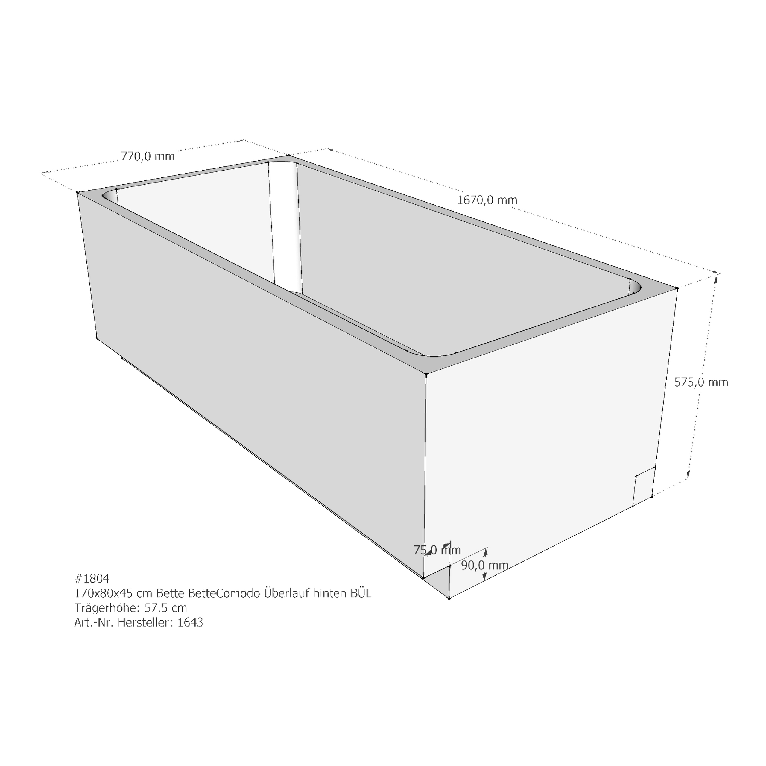 Badewannenträger für Bette Comodo 170 × 80 × 45 cm Breite: 80 cm / Länge: 170 cm Badewannenträger für Bette Comodo 170 × 80 × 45 cm Breite: 80 cm / Länge: 170 cm