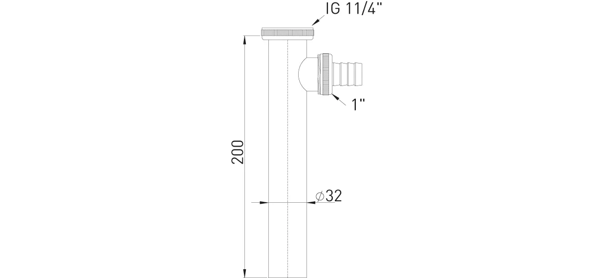 Verstellrohr Messing vc Abgang 90 Grad 32 x 200 mm mit Schlauchverschr. 3/4″ Verstellrohr Messing vc Abgang 90 Grad 32 x 200 mm mit Schlauchverschr. 3/4″