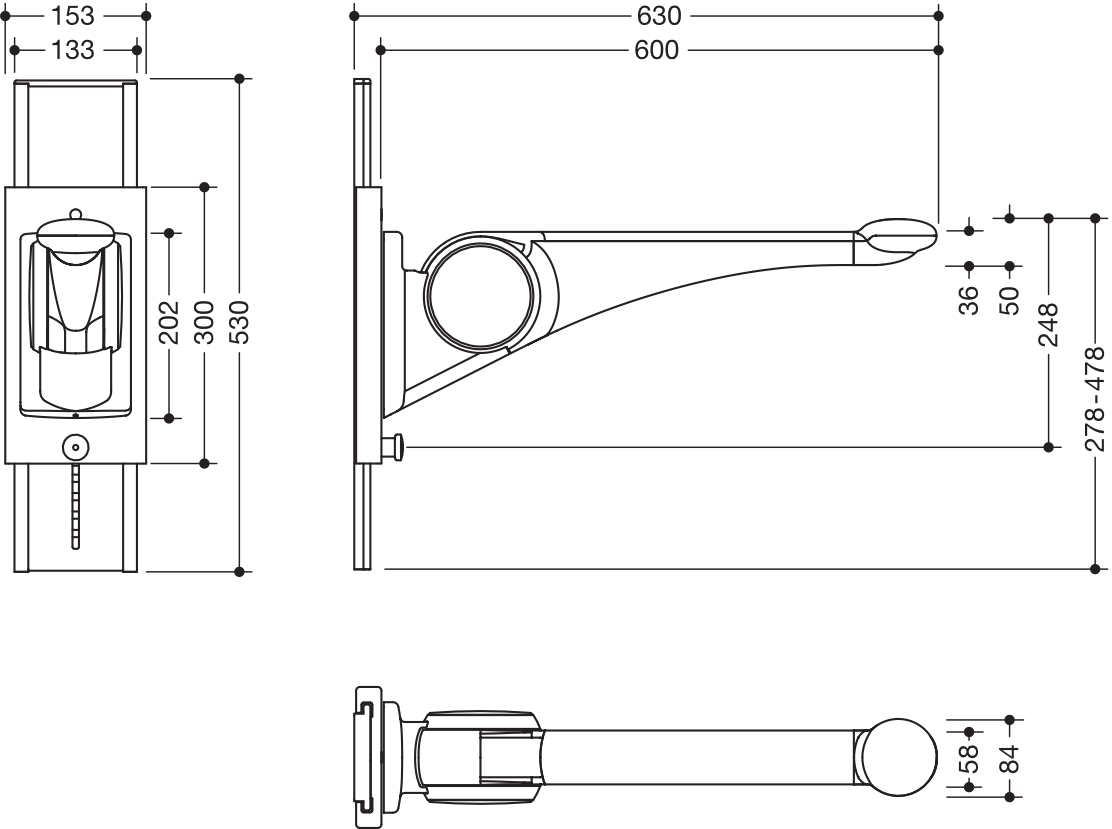 HEWI Stützklappgriff „Serie 802 LifeSystem“