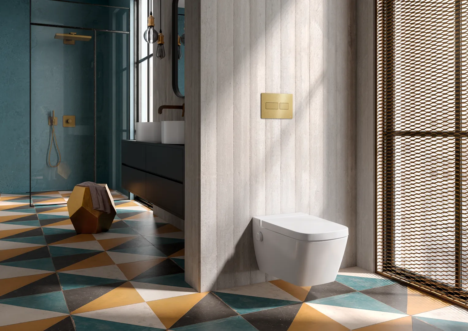 solid WC-Betätigungsplatte, Messing gebürstet mit Rautenstruktur solid WC-Betätigungsplatte, Messing gebürstet mit Rautenstruktur