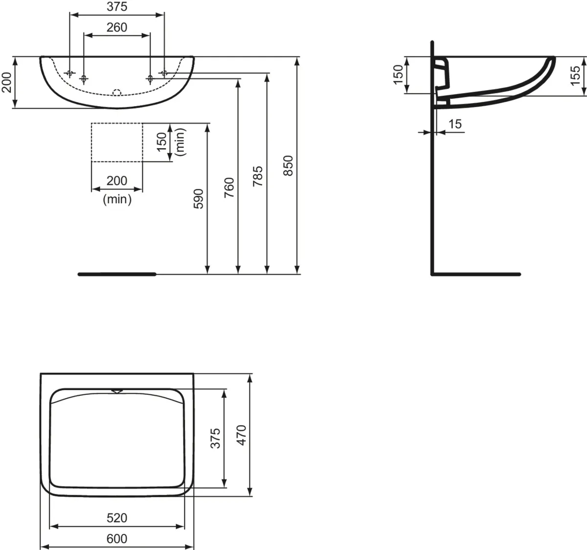 Waschbecken „Contour21+“ 60 × 47 × 20 cm Waschbecken „Contour21+“ 60 × 47 × 20 cm