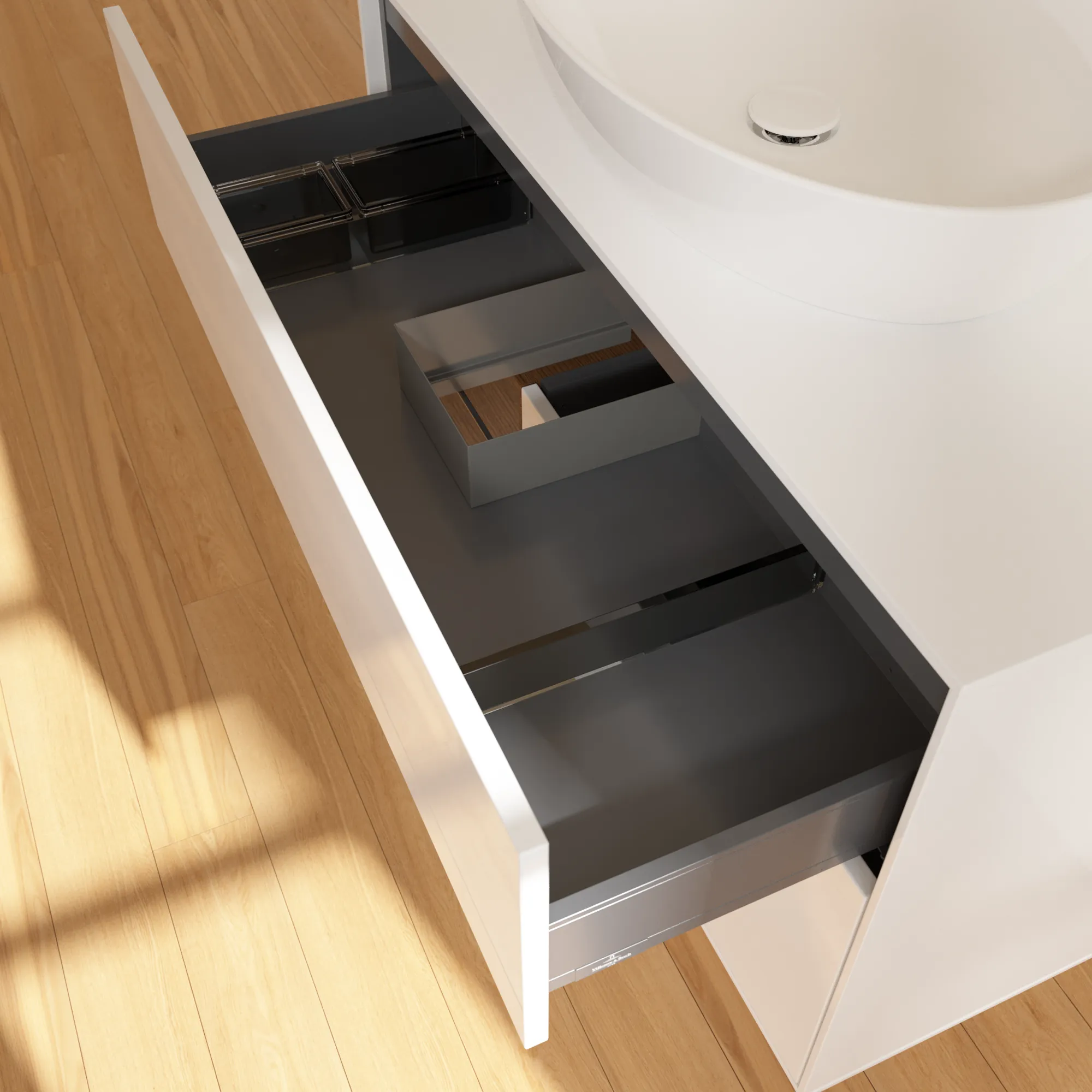 Villeroy & Boch Waschtischunterschrank „Finion“ für Schrankwaschtisch 1000 × 603 × 501 mm Glossy White Lacquer, ohne Hahnlochbohrung, für Becken mittig