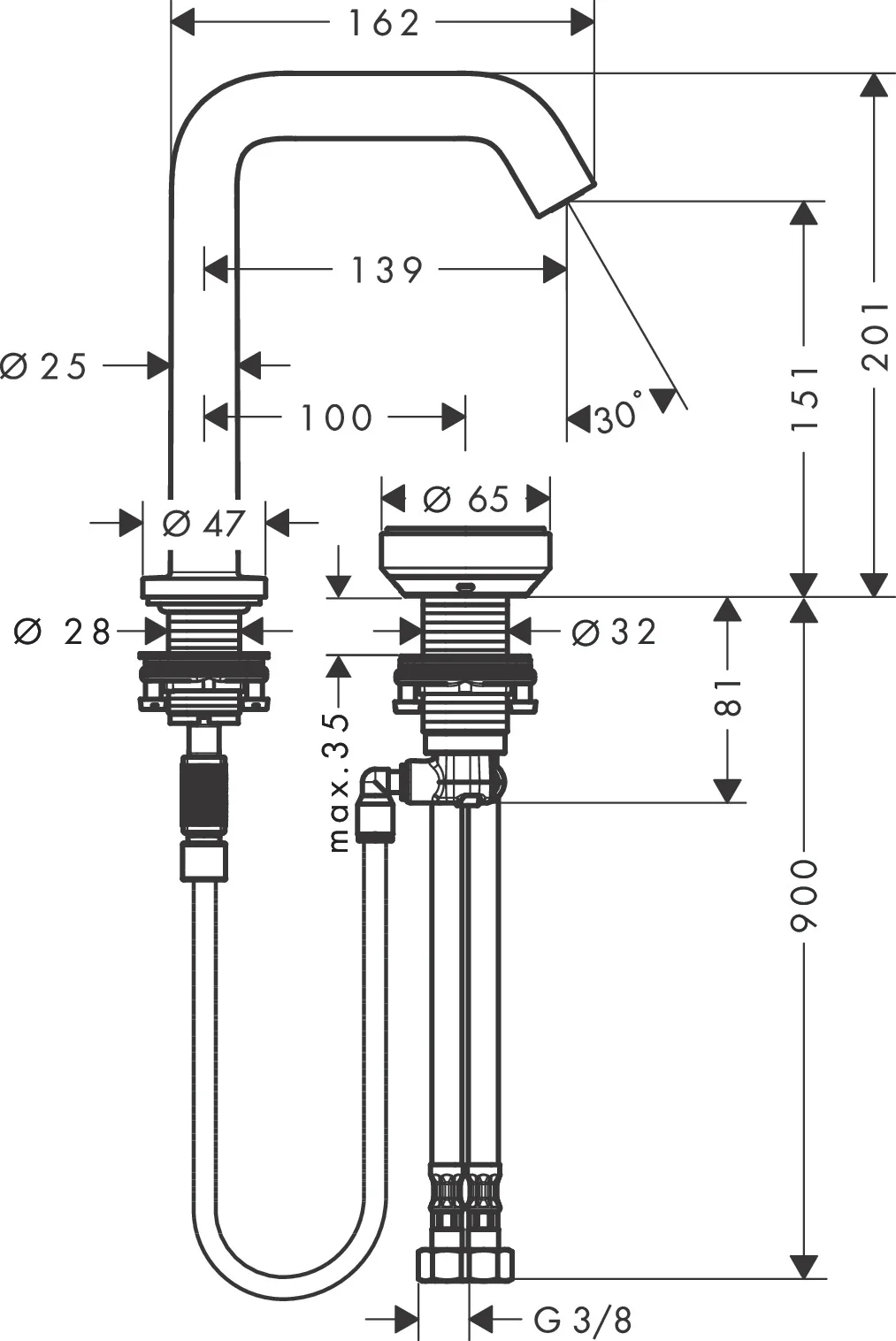 Hansgrohe Tecturis S 2-Loch Waschtischmischer 150 CoolStart EcoSmart+ Brushed Bronze, Ausladung 139 mm, Auslaufhöhe 151 mm, Zylindergriff, Normalstrahl, max. Durchflussmenge 4 l/min, Select Kartusche mit Temperaturverstellung, unverschließbare Ablaufgarn Hansgrohe Tecturis S 2-Loch Waschtischmischer 150 CoolStart EcoSmart+ Brushed Bronze, Ausladung 139 mm, Auslaufhöhe 151 mm, Zylindergriff, Normalstrahl, max. Durchflussmenge 4 l/min, Select Kartusche mit Temperaturverstellung, unverschließbare Ablaufgarn