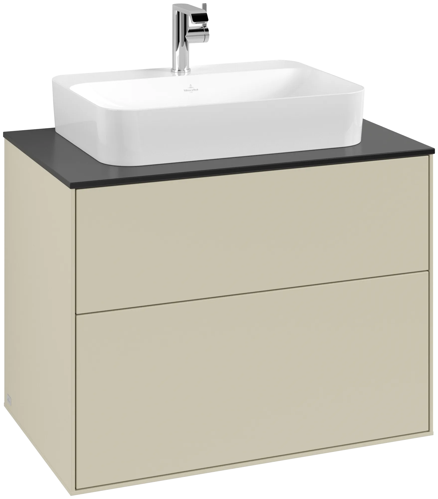 Villeroy & Boch Finion Waschbeckenunterschrank G34, 800 x 603 x 501 mm, Silk Grey Matt Lacquer / Glass Black Matt