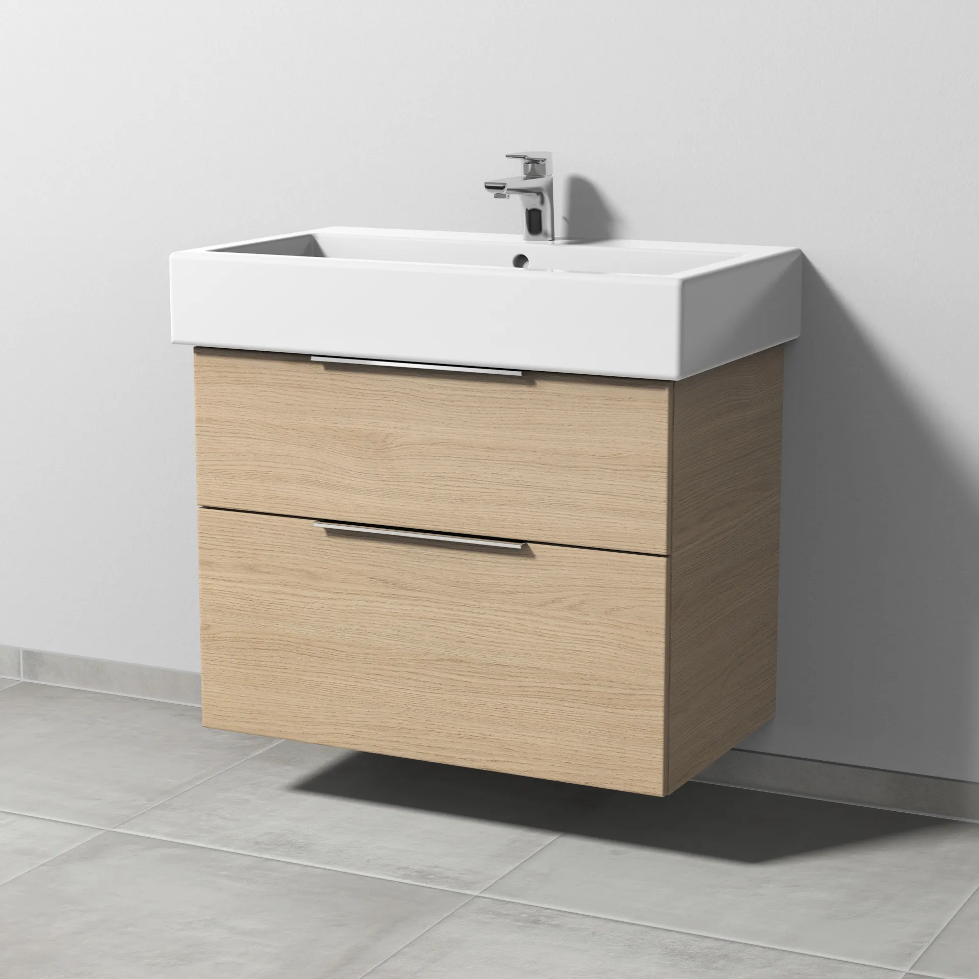 Sanipa Waschtischunterschrank „3way“ passend zu Keramik-Waschtische Vero von Duravit 750 × 593 × 447 mm in Eiche Nordic