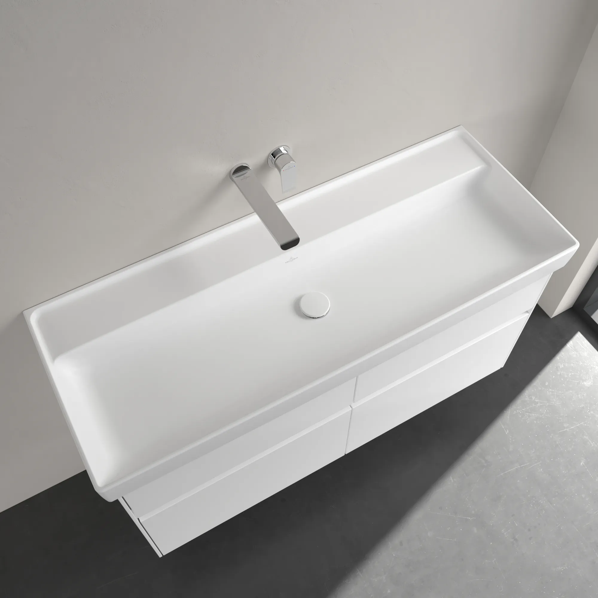 Villeroy & Boch Collaro Schrankwaschtisch, Stone White CeramicPlus, 1200x470x160mm, TitanCeram, Wandmontage