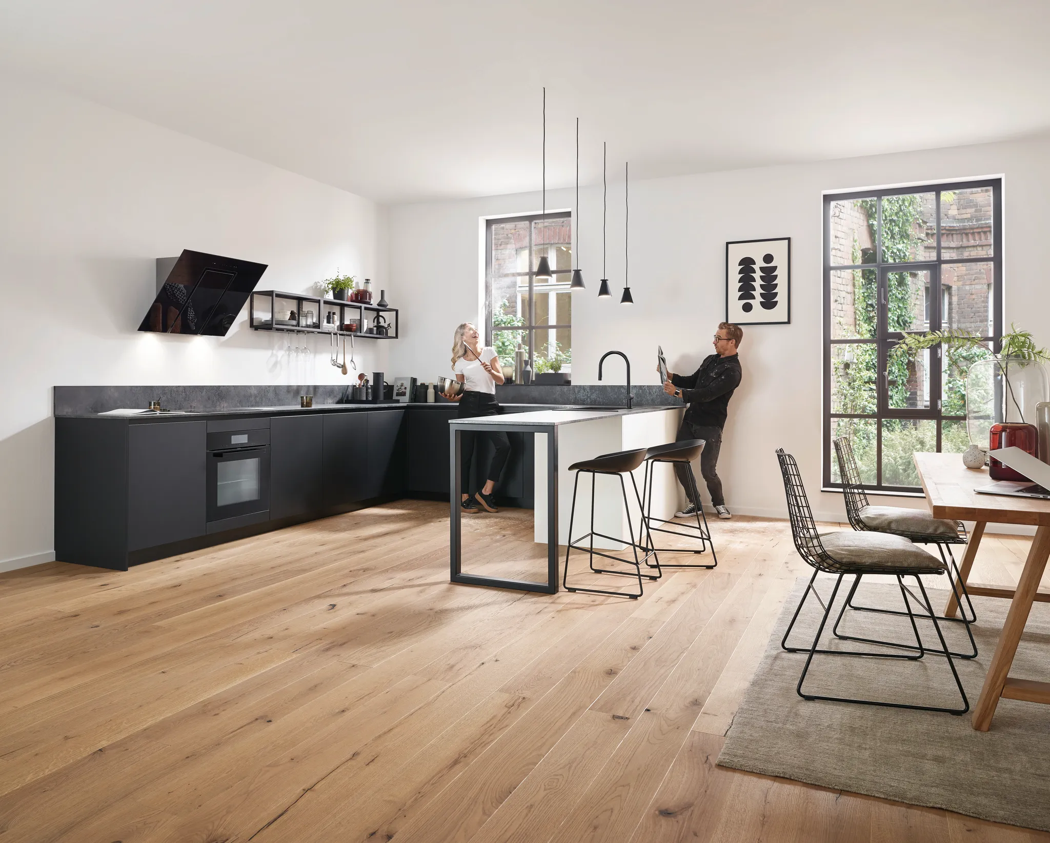 Hansgrohe Talis M54 Einhebel-Küchenmischer 210, Ausziehbrause, 2jet, sBox, Mattschwarz