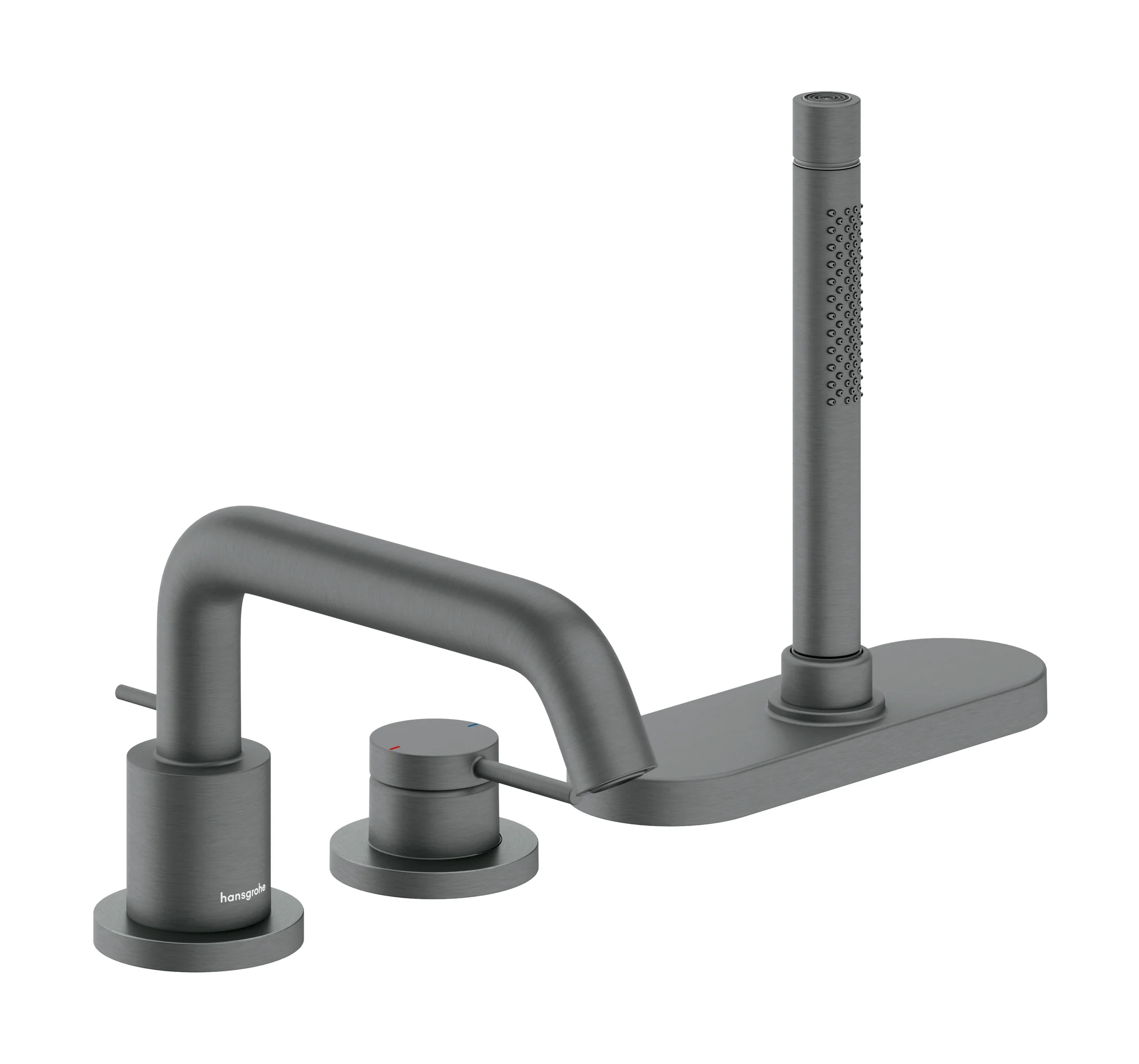 Einhand-Wannenarmatur 3-Loch „TecturisS“ Ausladung 194 mm in Brushed Black Chrome