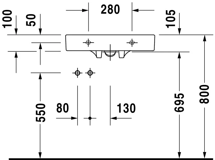 Waschtisch Architec Vital Med 575 mm ohneÜL, mitHLB, HL rechts, weiß